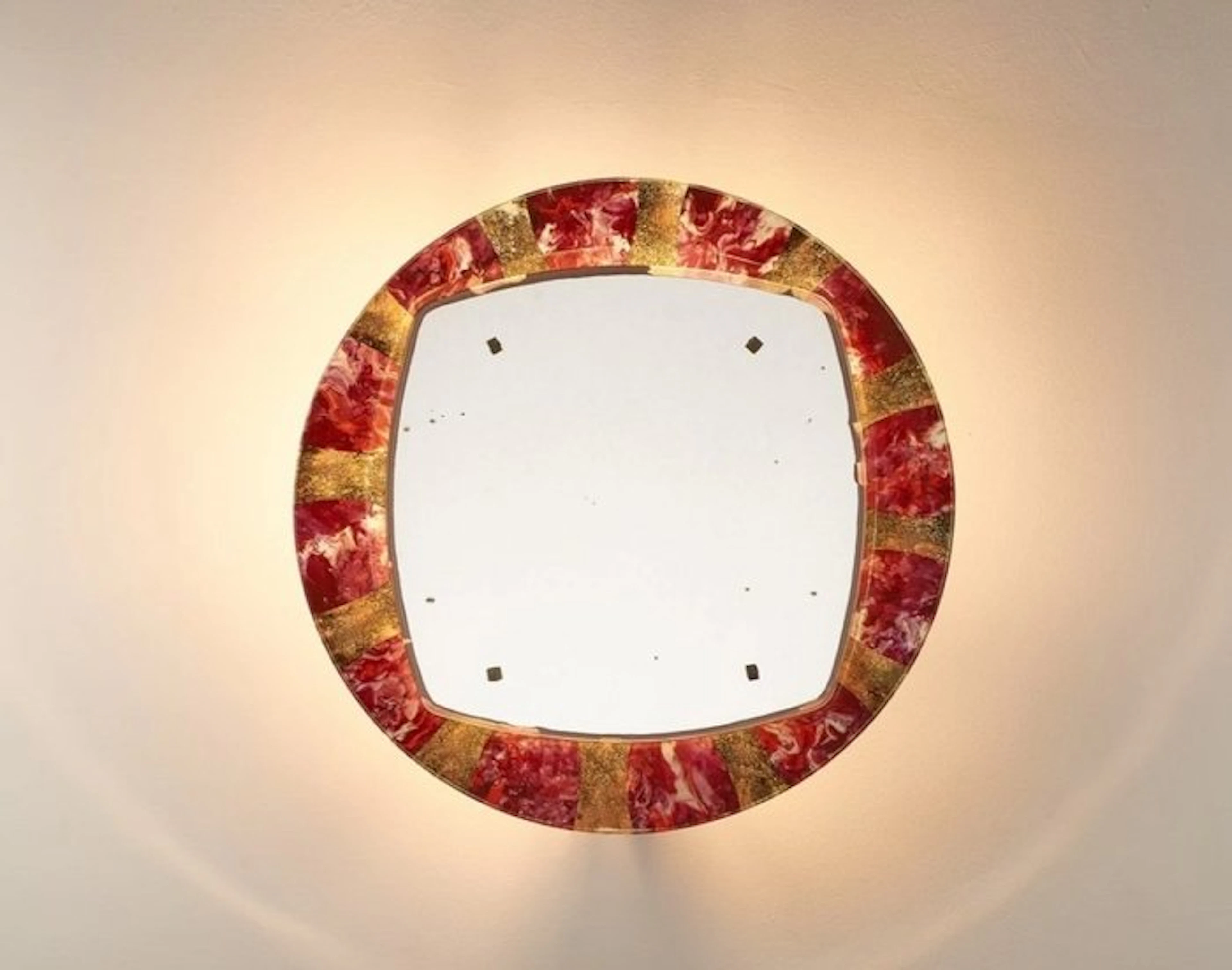 Mirror- backlit - Glass, Iron, Brass - Back-painted glass and backlit