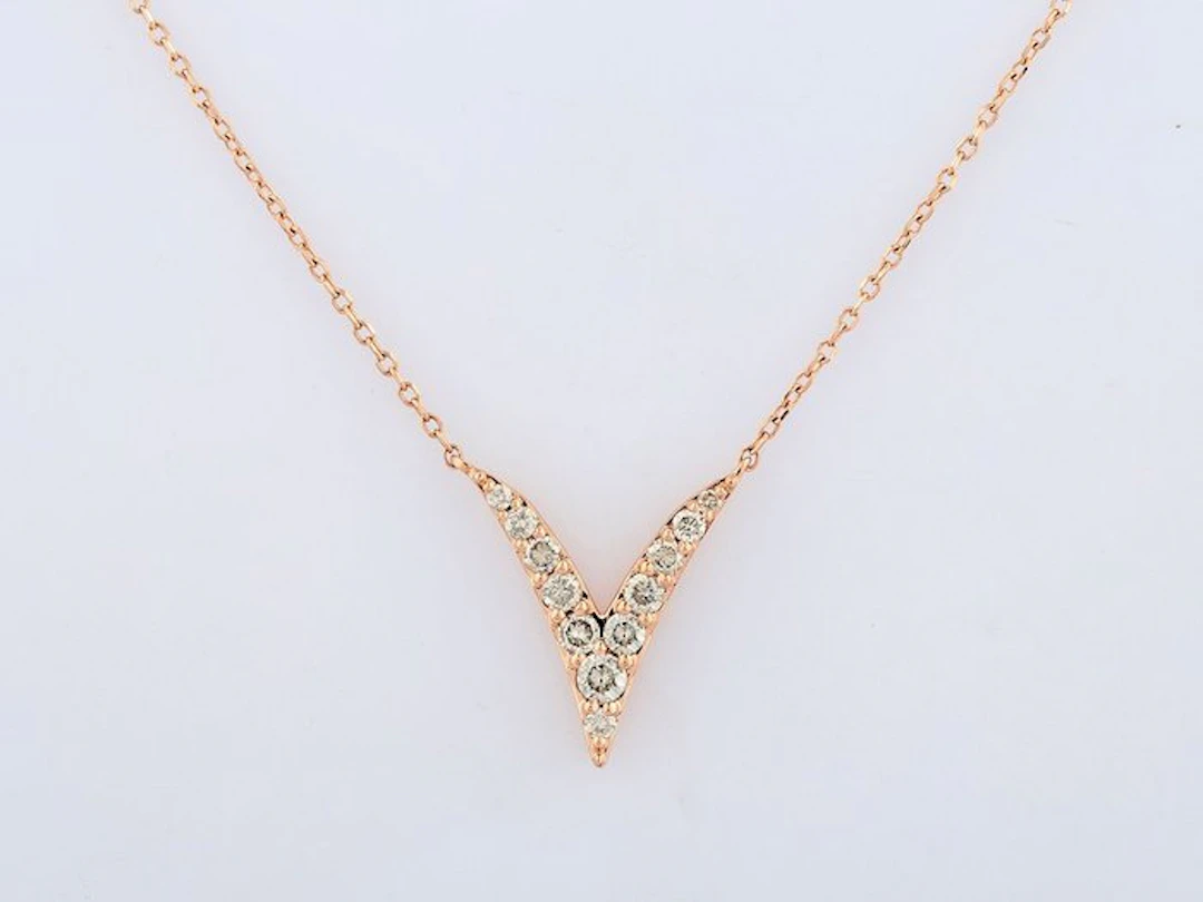 Necklace with pendant - 14 kt. Rose gold - 0.30ct. tw. Diamond (Natural)