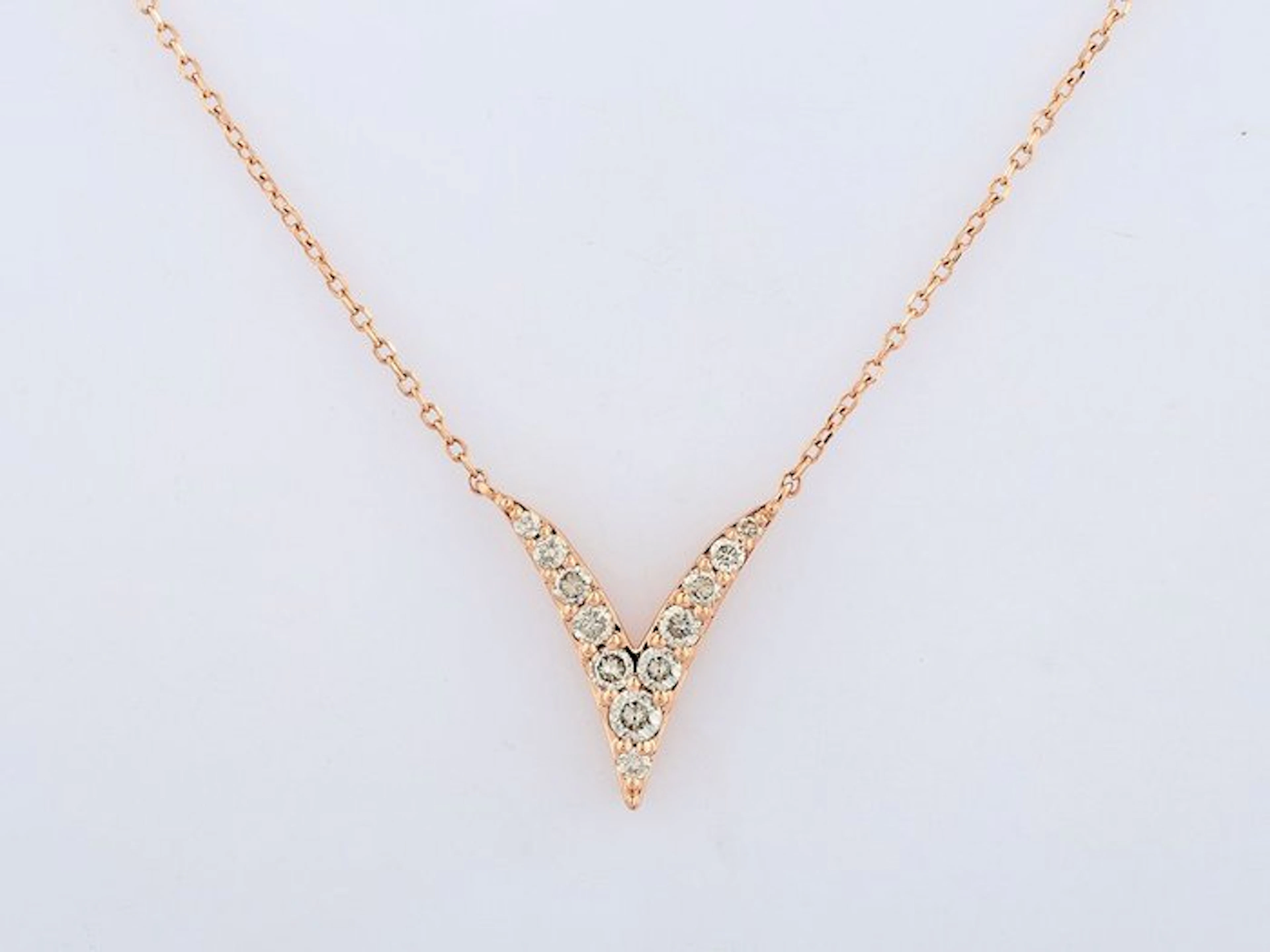 Necklace with pendant - 14 kt. Rose gold - 0.30ct. tw. Diamond (Natural)
