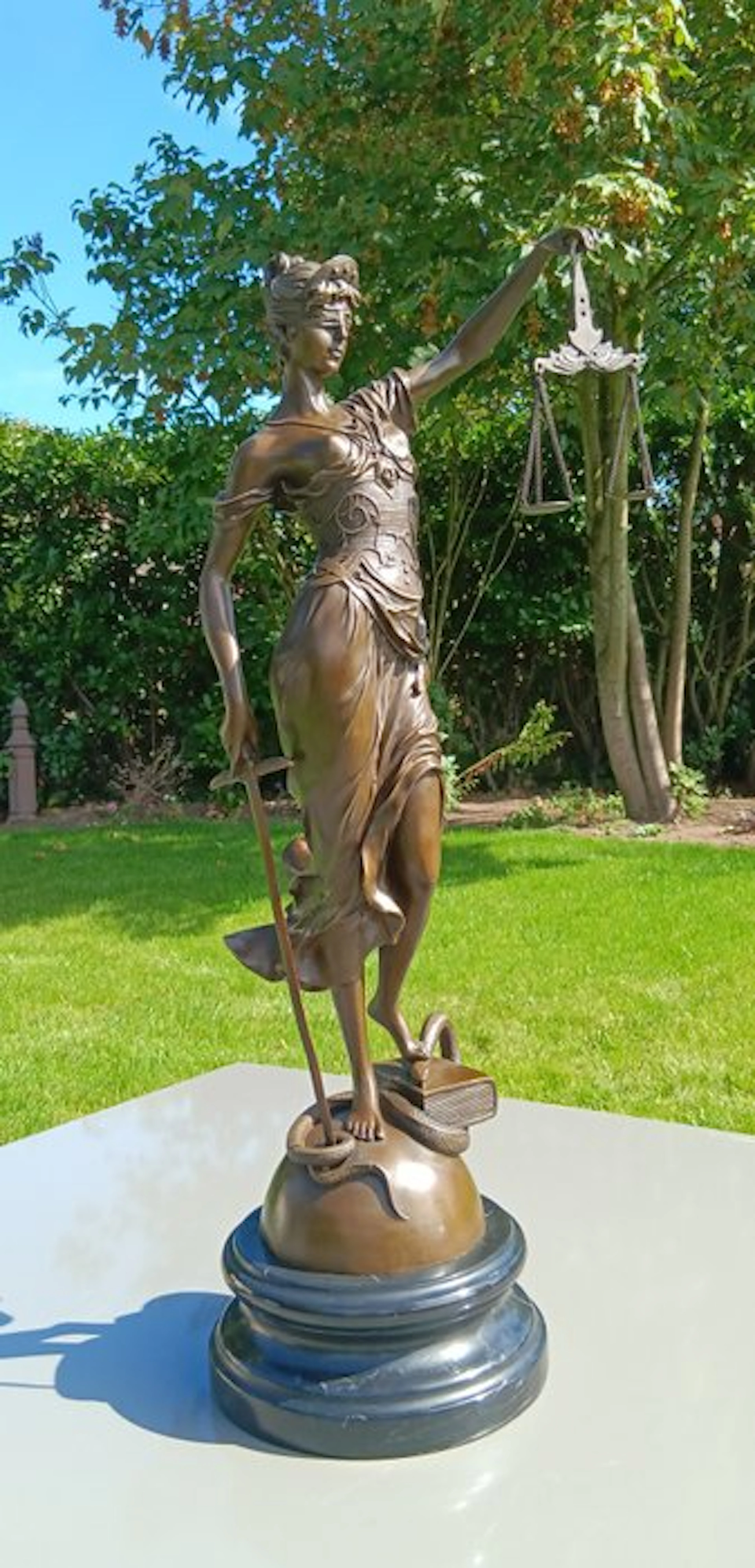 Sculpture, Brons beeld-Vrouwe Justitia - 62 cm - Cold painted bronze