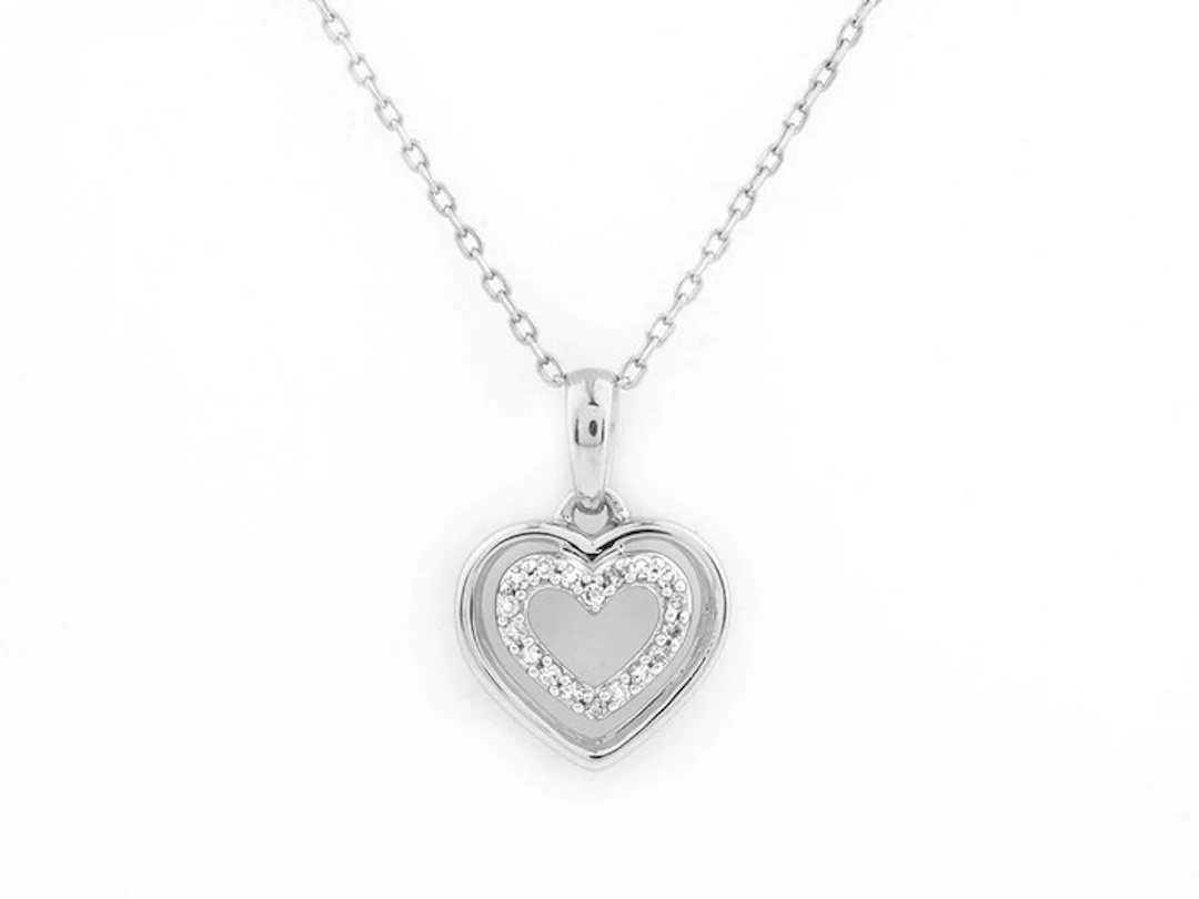 Necklace with pendant - 14 kt. White gold - 0.07ct. tw. Diamond (Natural)