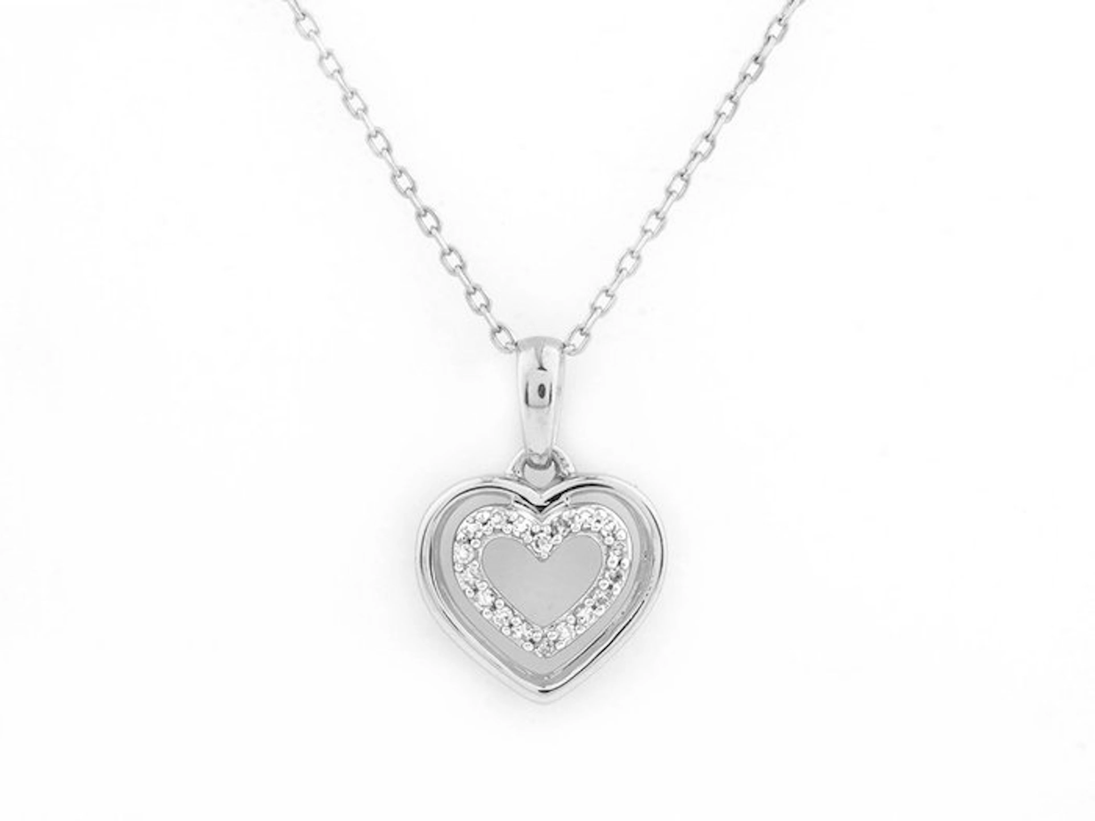 Necklace with pendant - 14 kt. White gold - 0.07ct. tw. Diamond (Natural)
