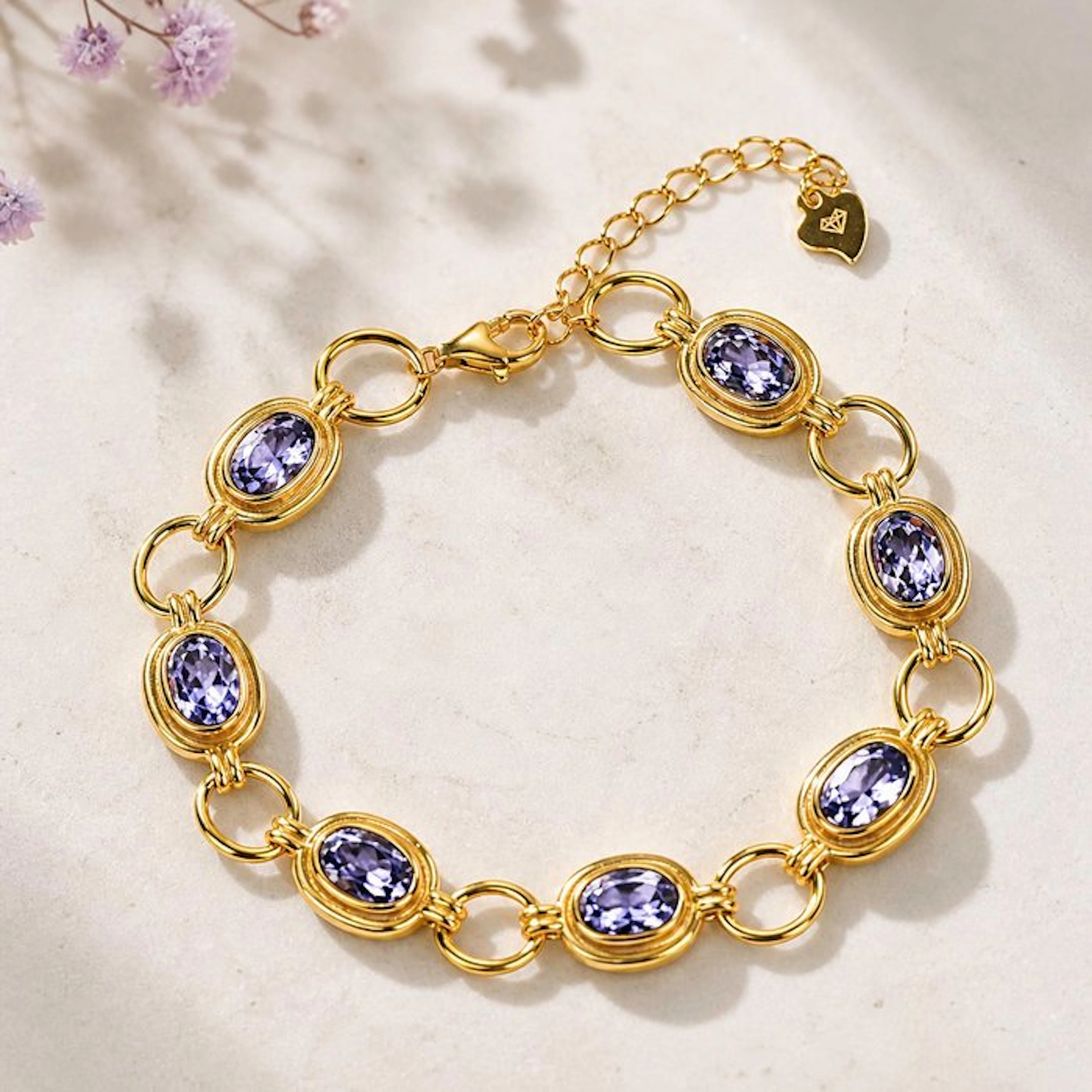 No reserve price - Bracelet Silver - Tanzanite - Certified
