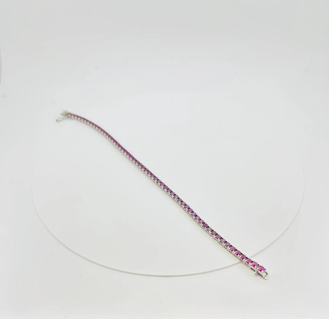 Tennis bracelet - 18 kt. Rose gold - 7.05ct. tw. Ruby