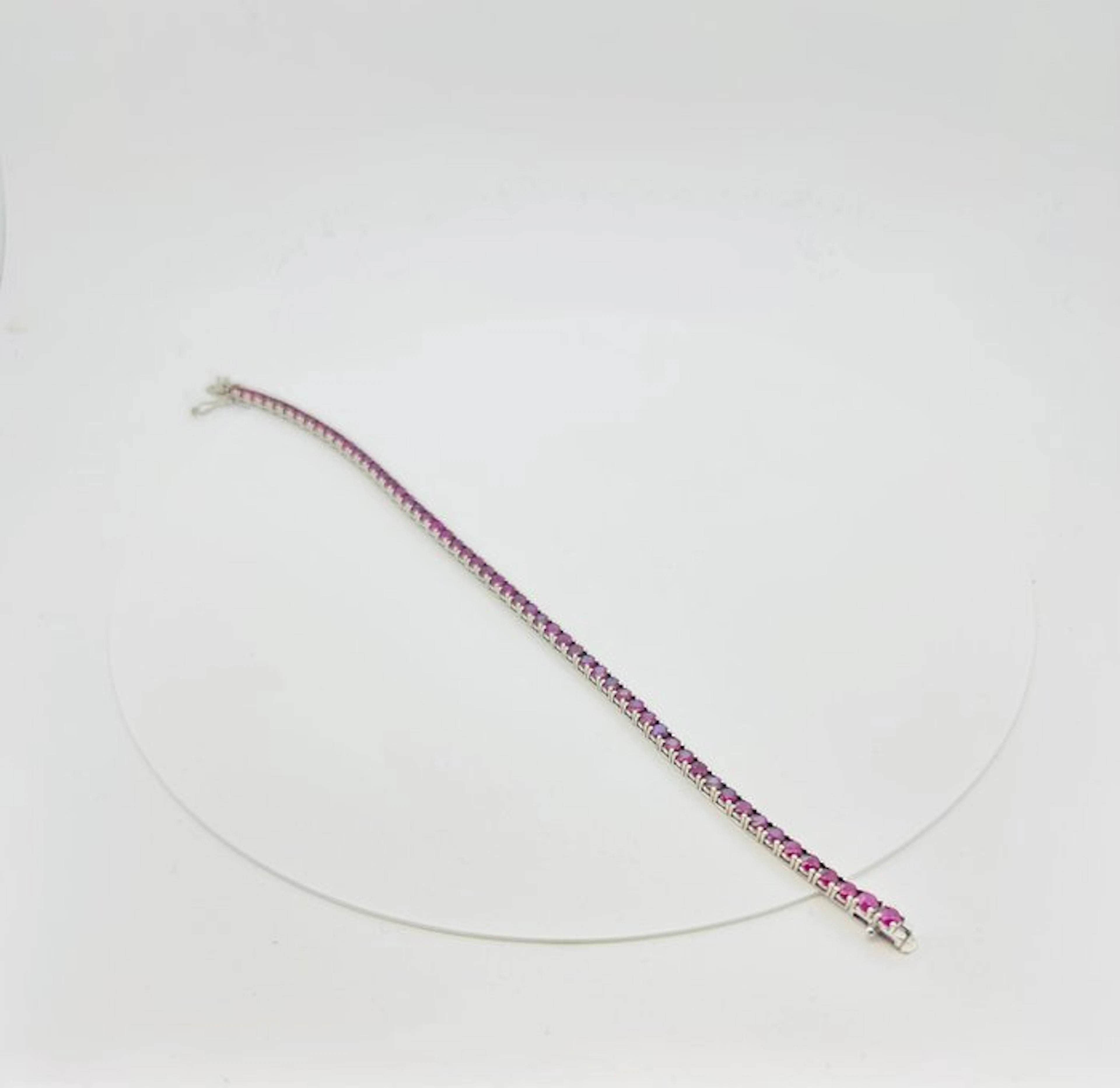 Tennis bracelet - 18 kt. Rose gold - 7.05ct. tw. Ruby