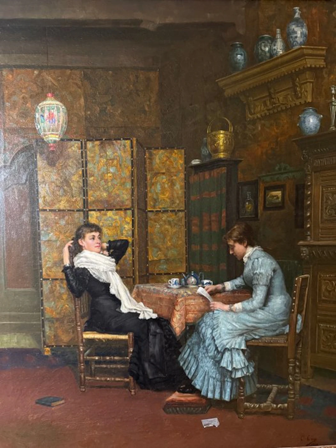 Constant Cap (1842-1915) - La Lecture de la Lettre à l'Heure du Thé