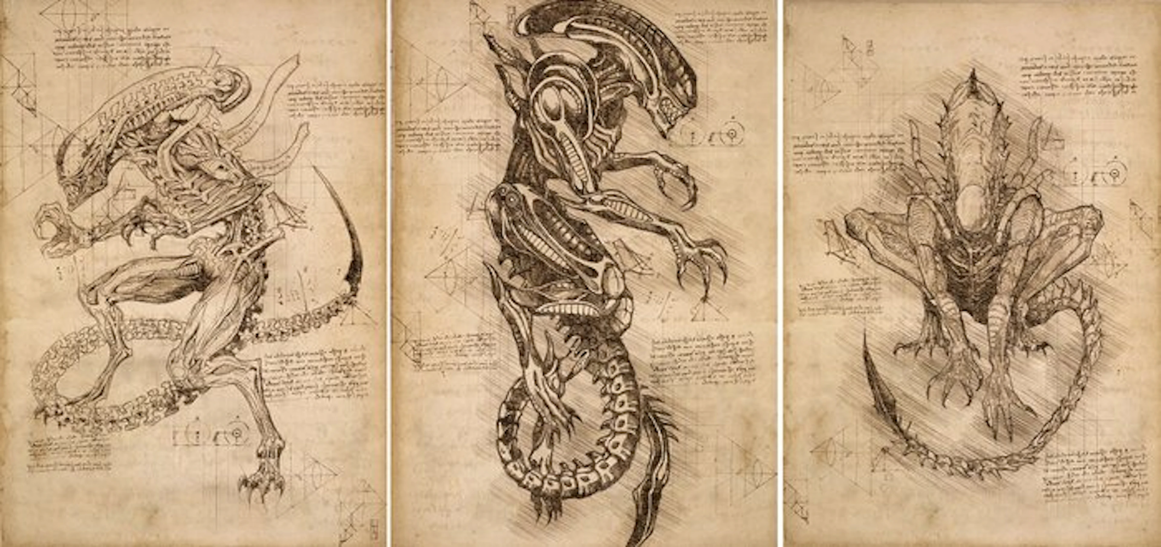 Boriani - 3x Alien Trittico, DaVinci, limited edition 2/20