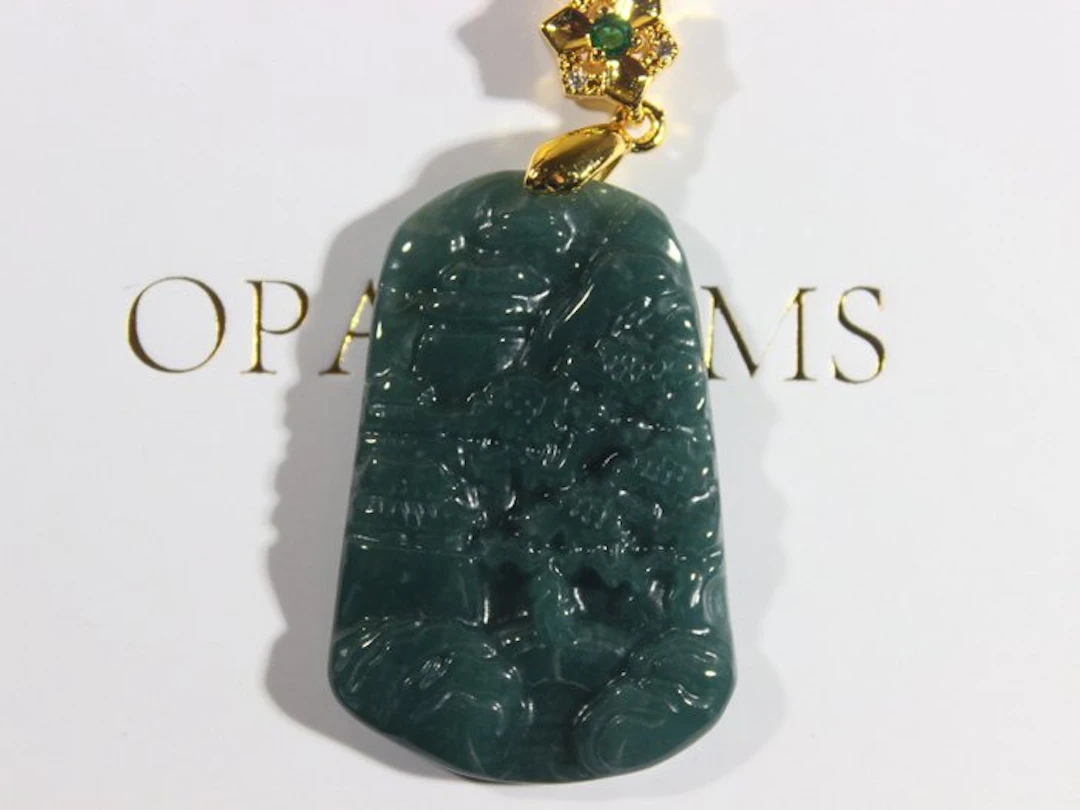 Landscape – Chinese carving in natural jadeite jade