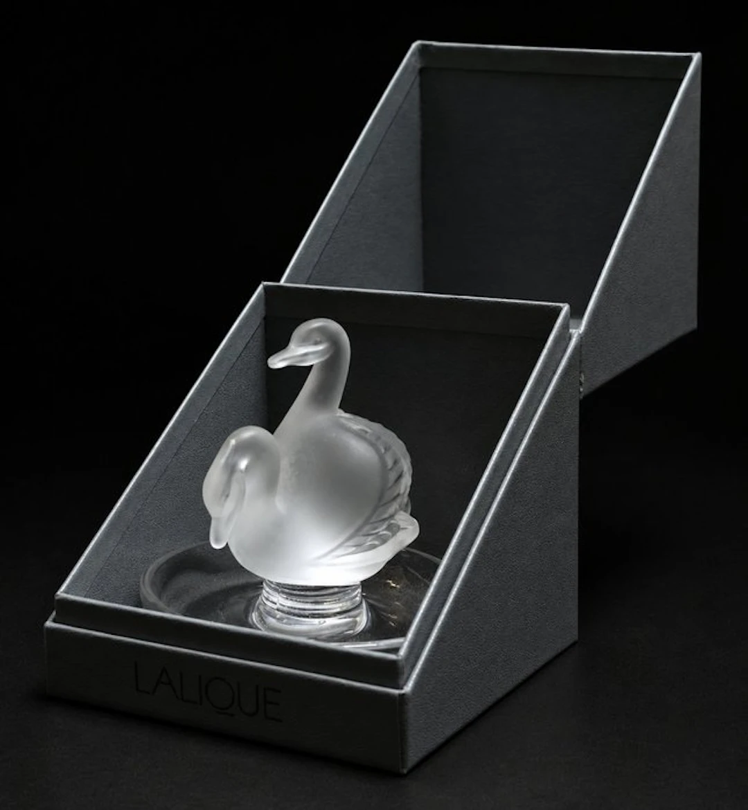 Lalique - Jewellery box - Swans + box - Crystal - Baguier swan