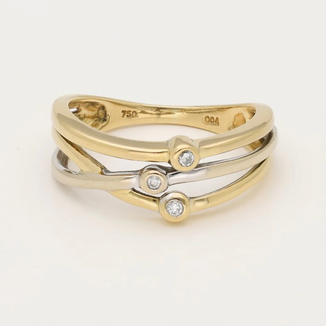 Ring - 18 kt. Yellow gold, White gold Diamond (Natural)