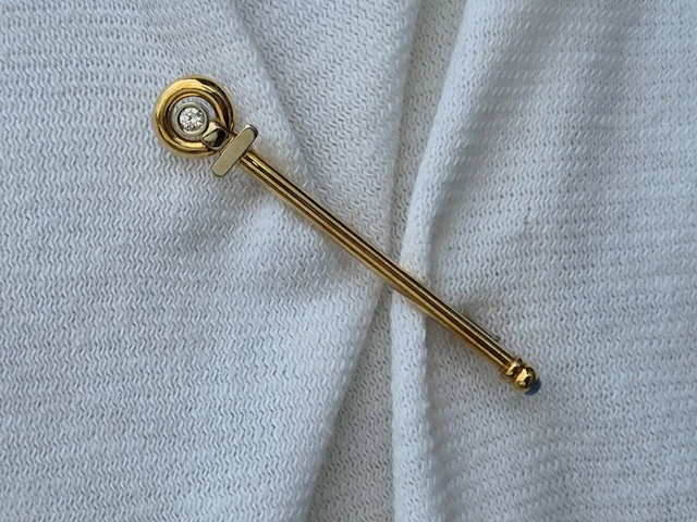 Brooch - 18 kt. White gold, Yellow gold - 0.20ct. tw. Diamond (Natural)