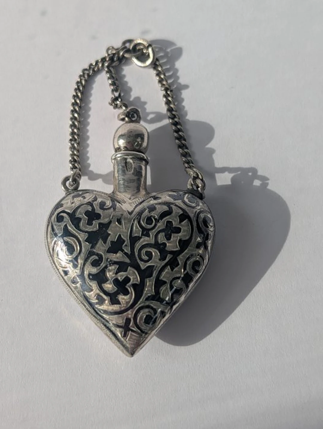 Perfume bottle - .875 (84 Zolotniki) silver - Russian perfume flacon