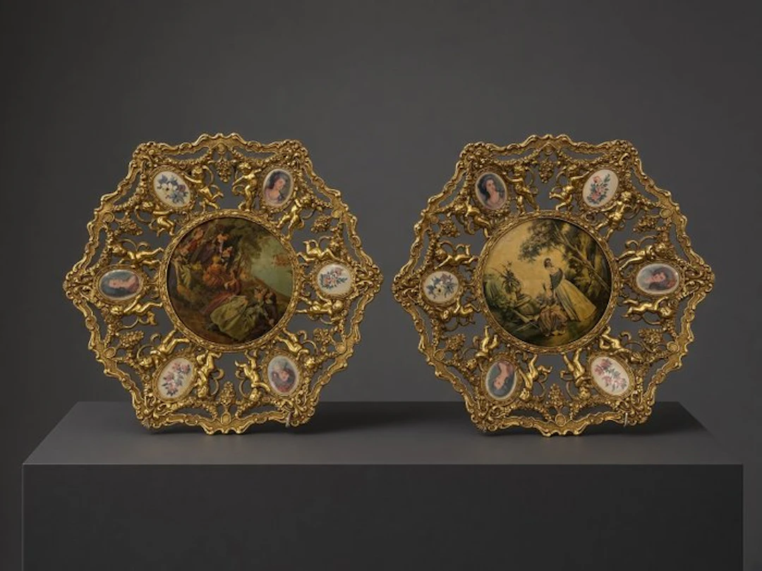 Wall plate (2) - A Magnificently Chased Pair of Louis...