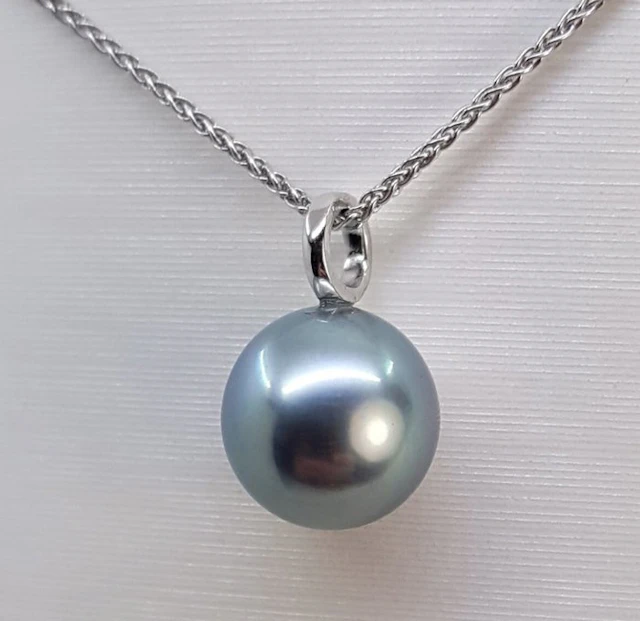 No reserve price - Pendant Silver - 9x10mm Tahitian Pearl