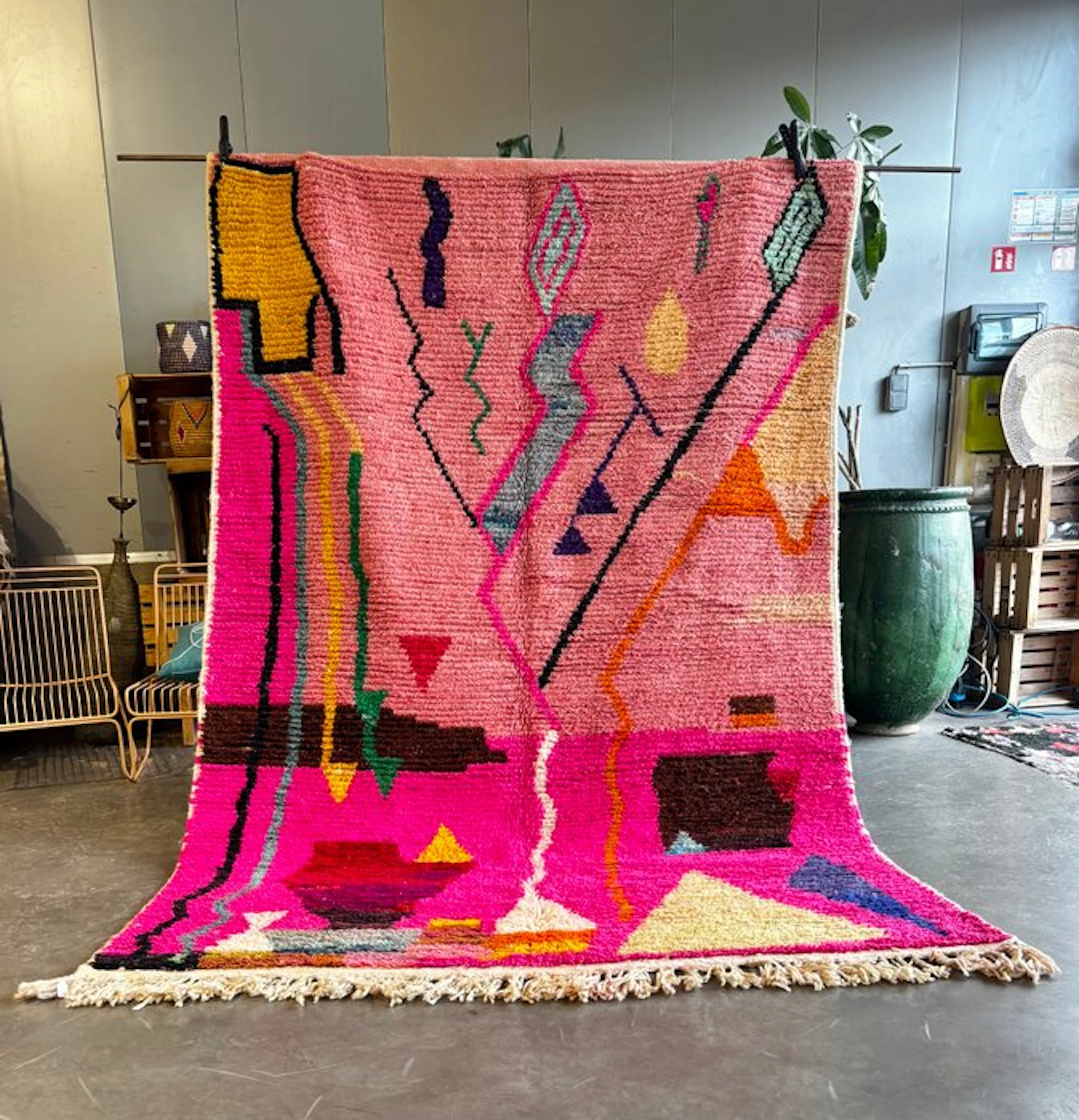 Colorful Moroccan Berber Rug – Handwoven Boujad Wool...