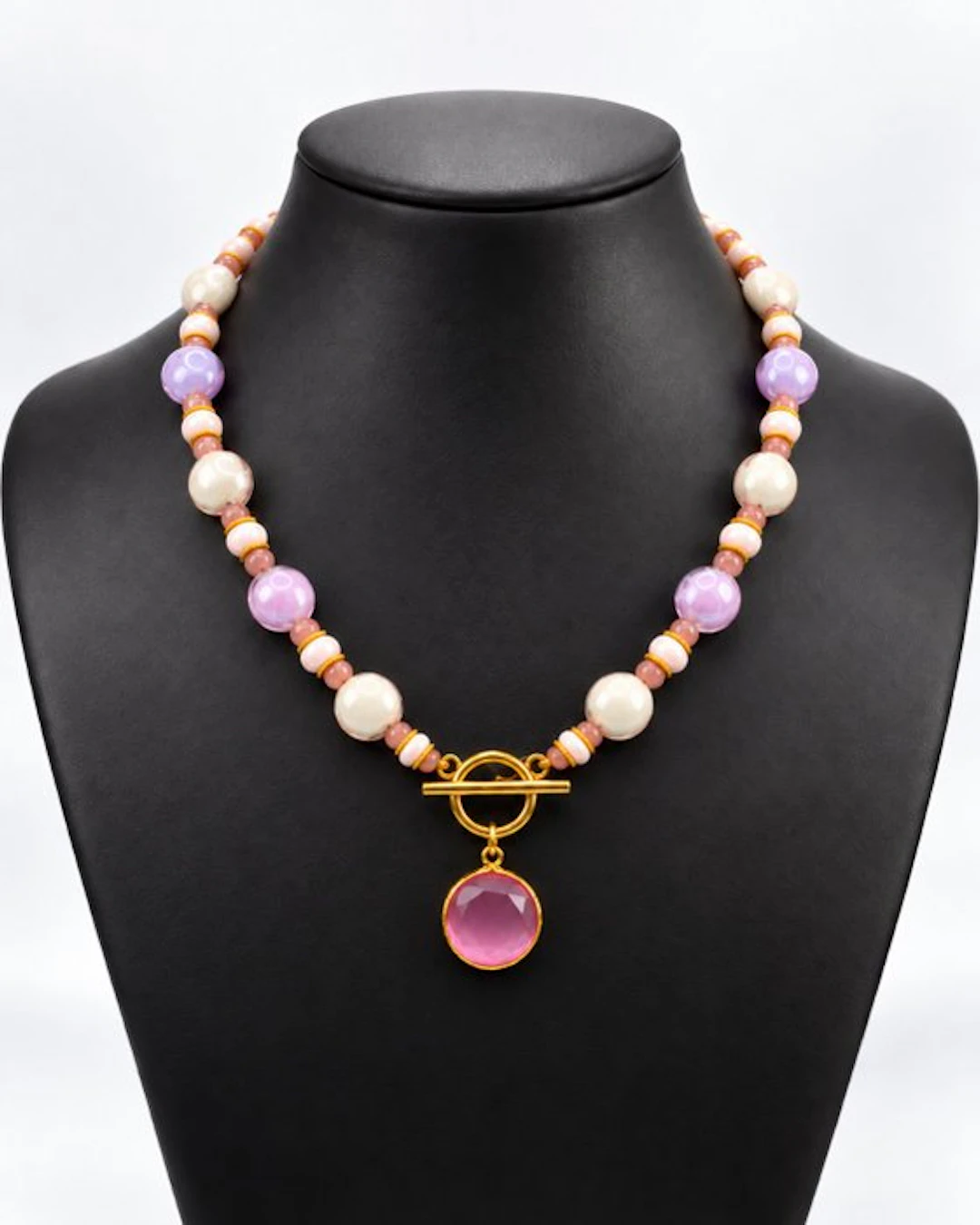 Steel, Murano glass - Necklace - Murano glass, hard stone