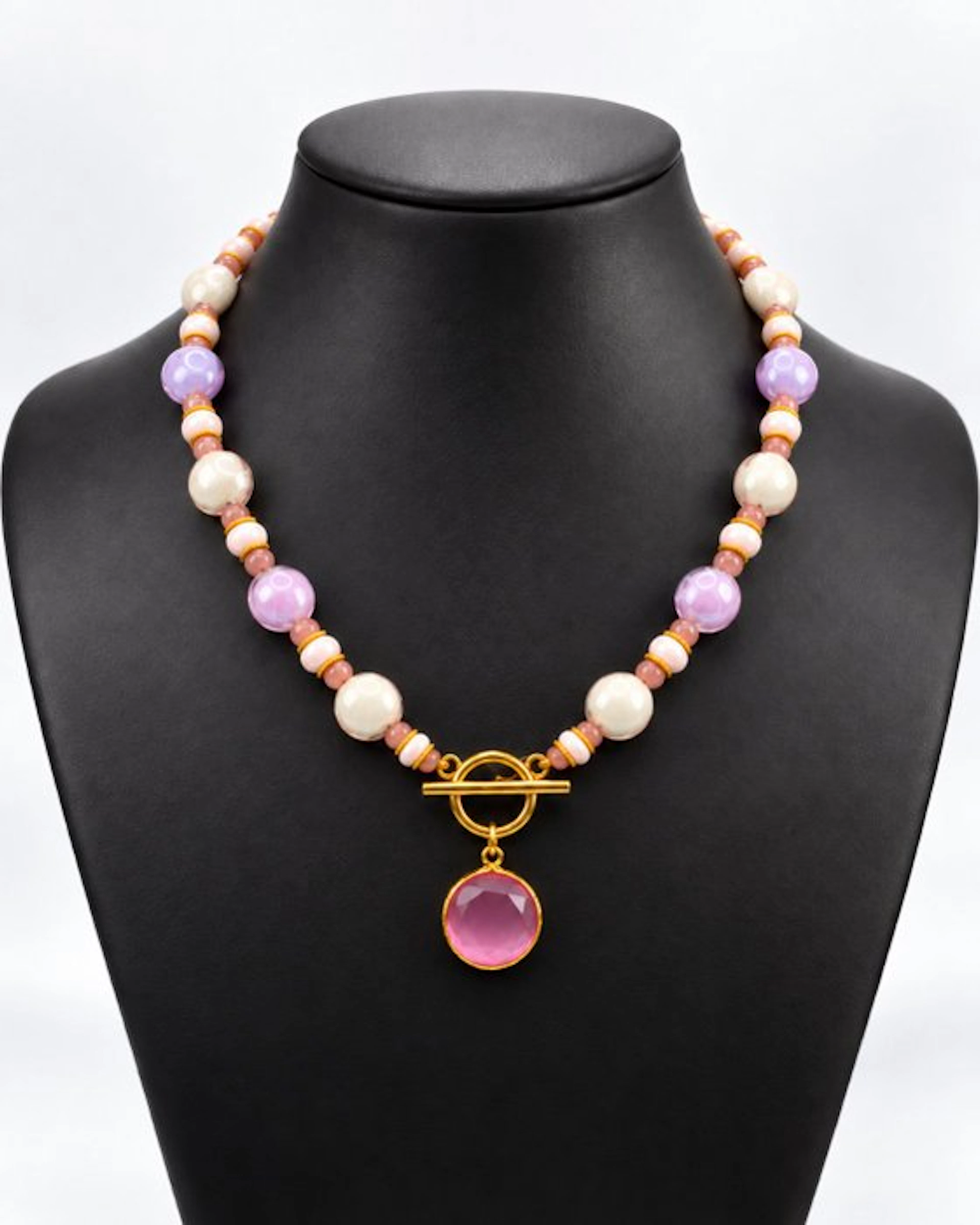Steel, Murano glass - Necklace - Murano glass, hard stone