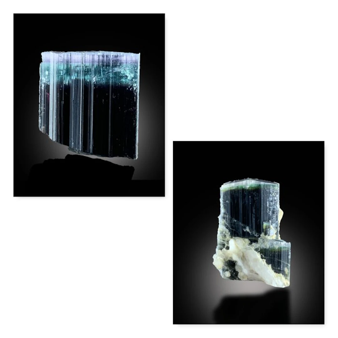 Blue Tourmaline Crystal with Purple Cap – Bi-Color...