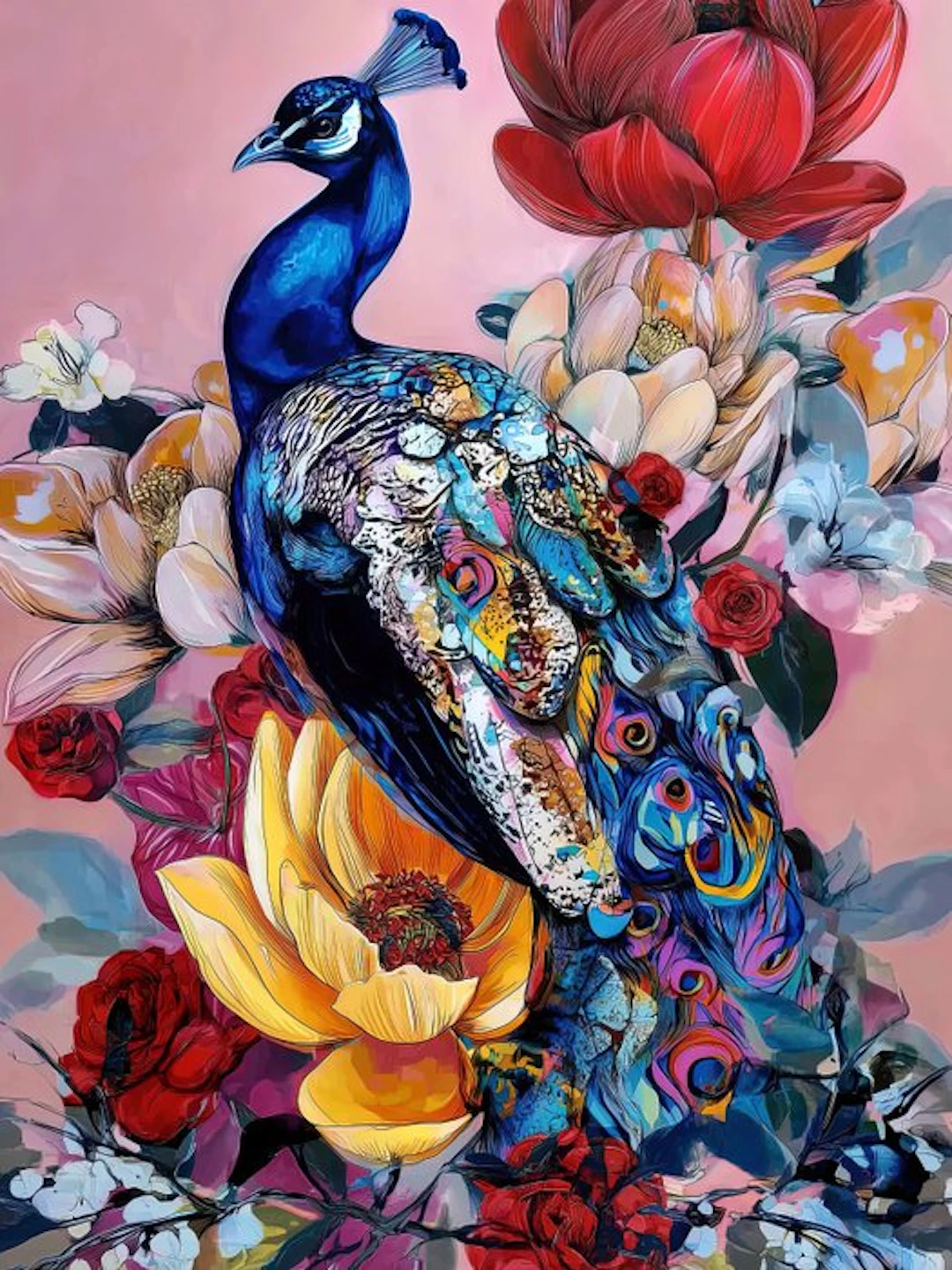 yamila - "The Gilded Plumage: Pavo Real y la Resiliencia del Kintsugi Botánico"