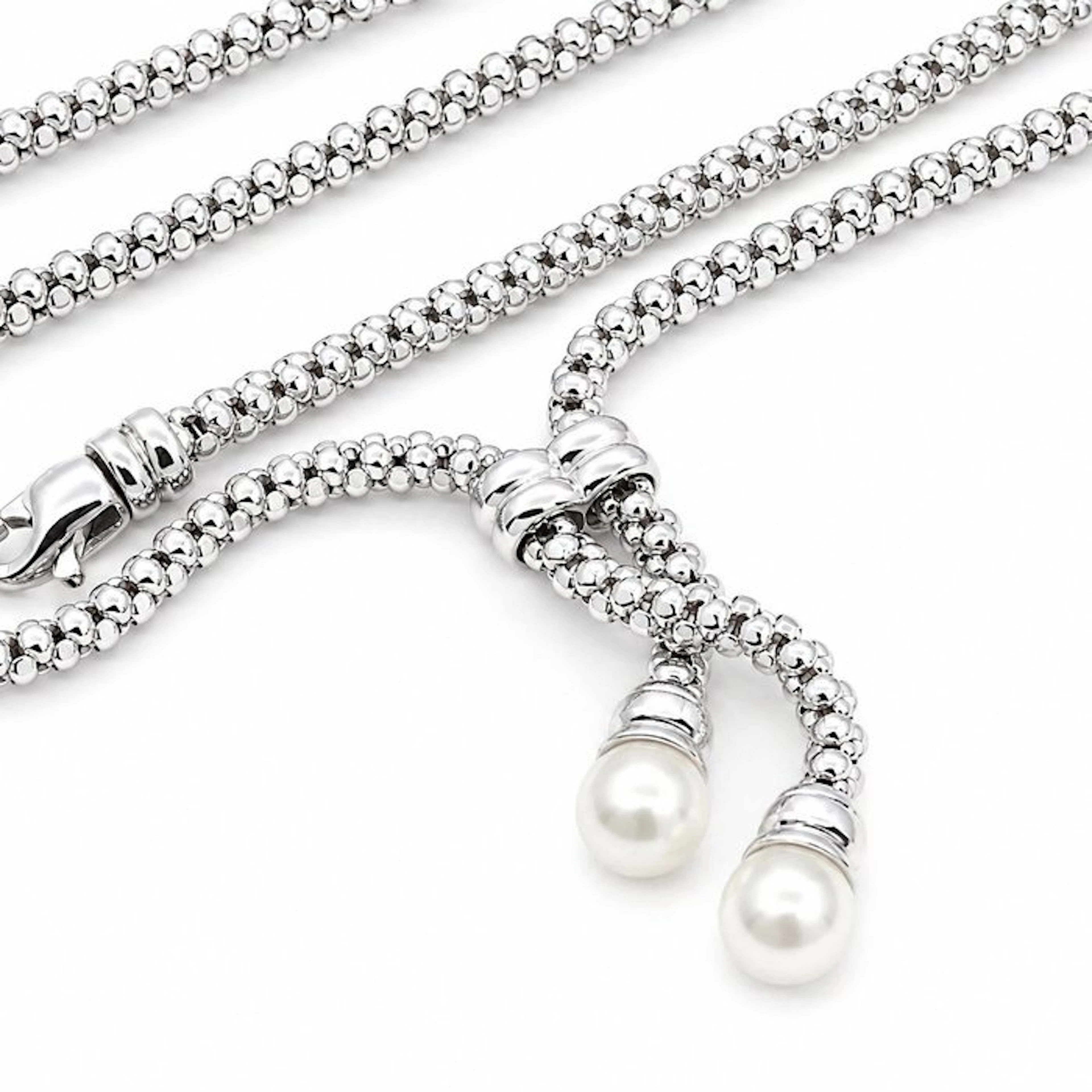 Necklace - 18 kt. White gold Pearl - Made in Italy - Handmade