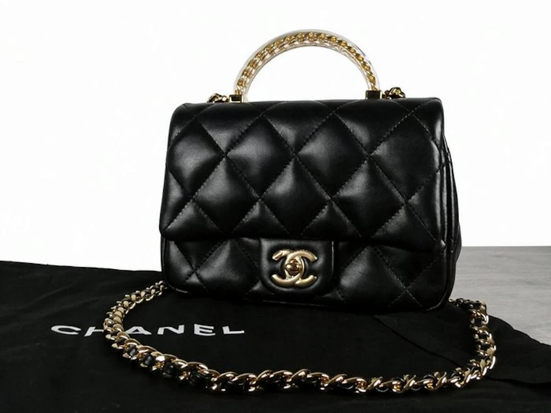Chanel - Shiny Lambskin Quilted Top Handle Flap - Bag
