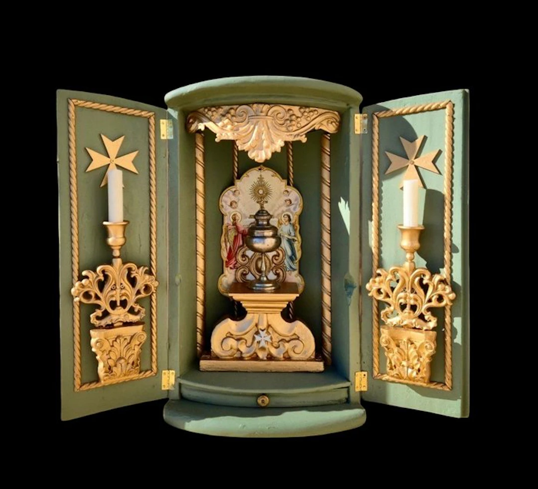 Altar - Wood, Metal - 1850-1900 - Restored Viaticum tabernacle - 53 cm