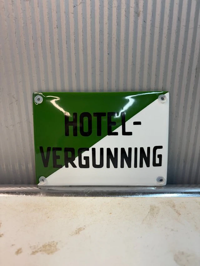 Enamel sign - Hotel Permit – Dutch Enamel Sign – Classic...