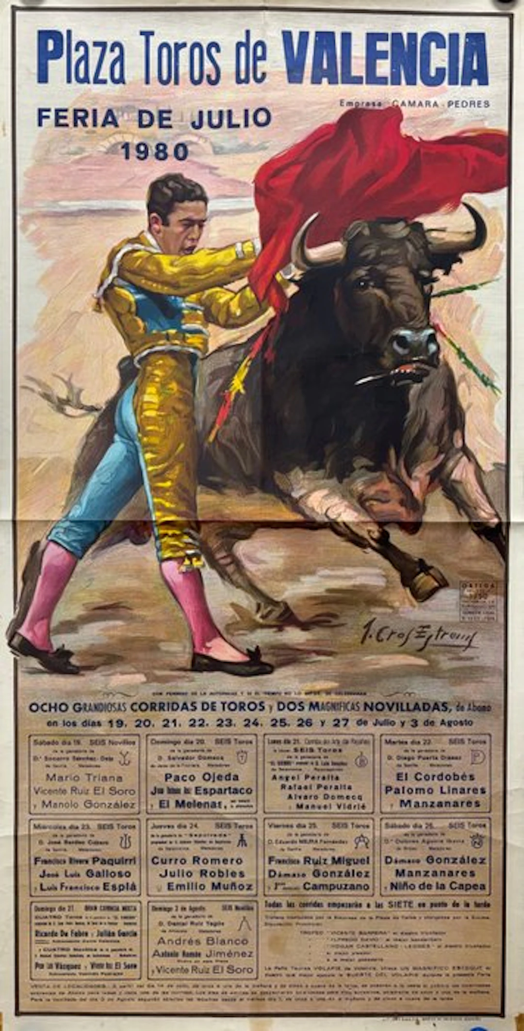 Cros Estrems - Plaza Toros de Valencia, Spain, Litho. - 1980 - 1980s