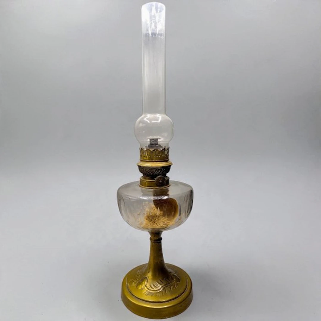 Antique Augusta Brenner - Oil lamp - Gilt brass