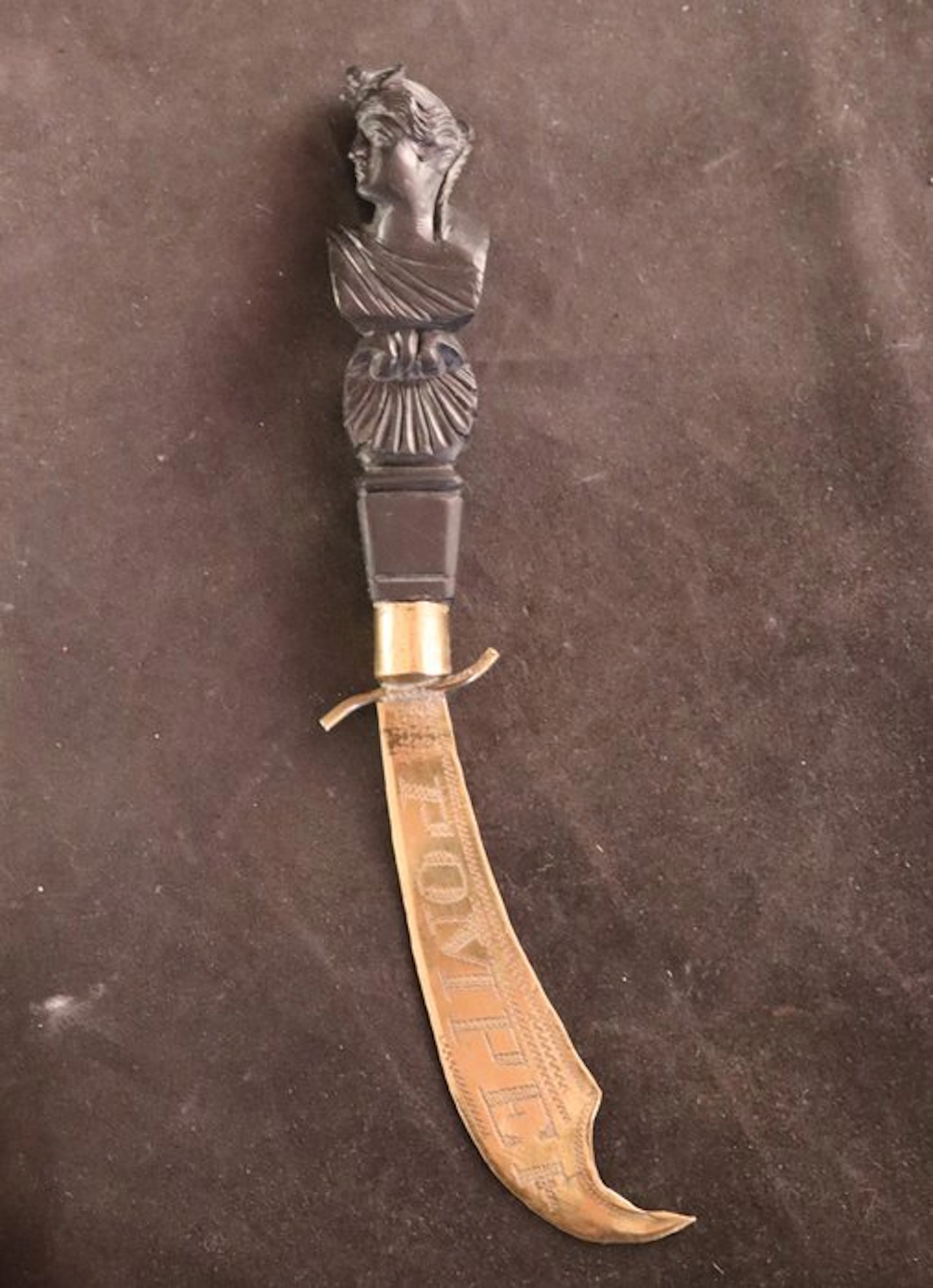 Paper knife - Grand Tour Pompeï Souvenir - Brass, Lavastone