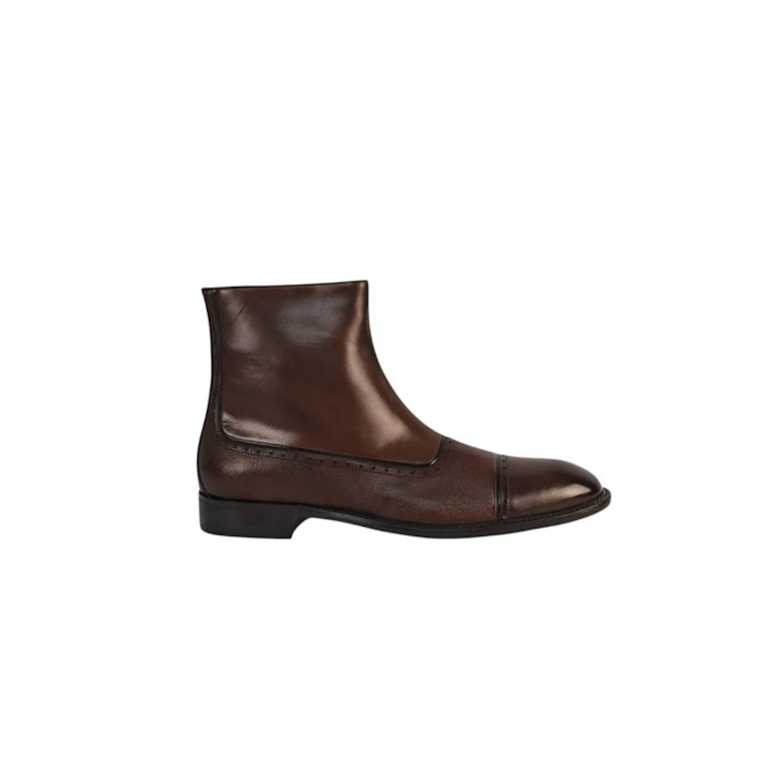 TESTONI - 8 UK - 42 IT - "Piuma" Brown Ankle Boot Shoes...