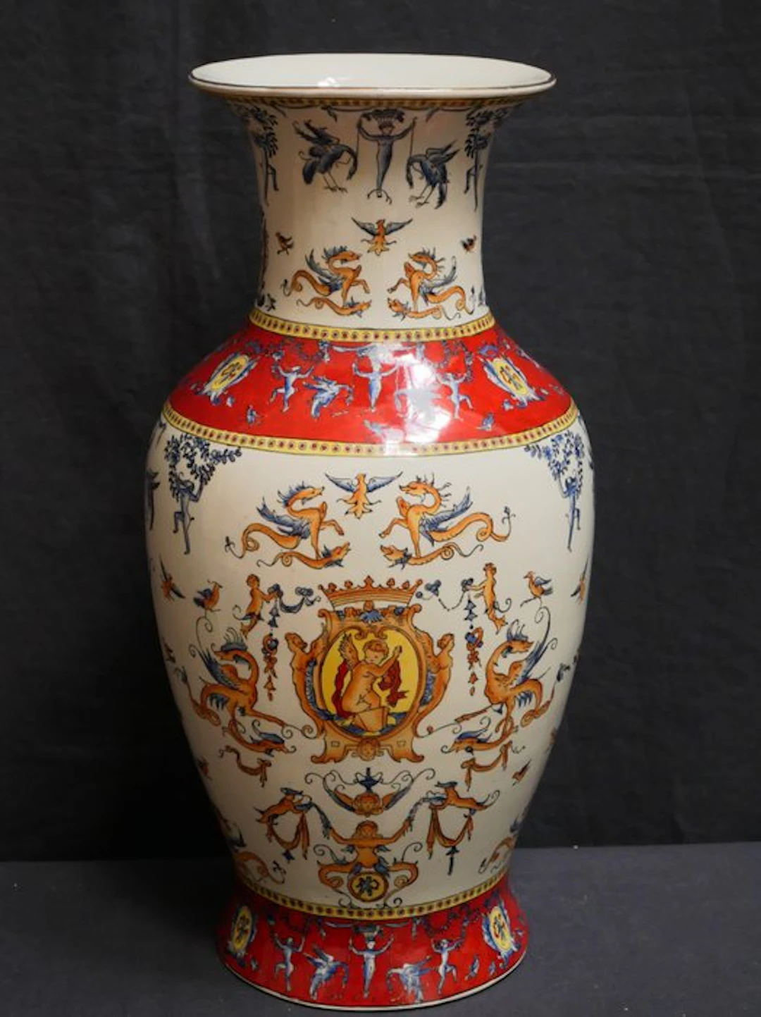 Baluster vase - Porcelain - 47 cm hand-painted enamel
