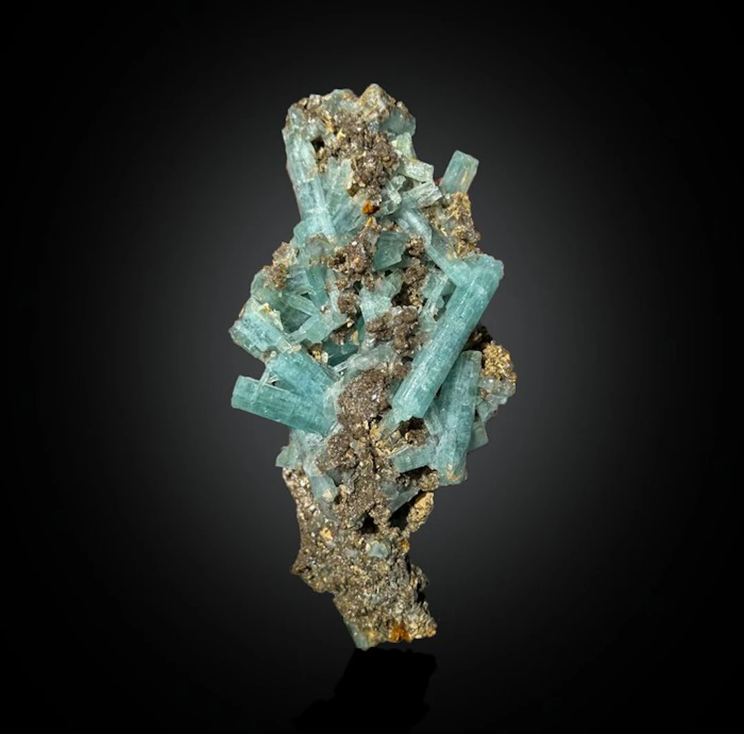 Vanadium Emerald-Tinted Aquamarine (Beryl) on Matrix – Natural
