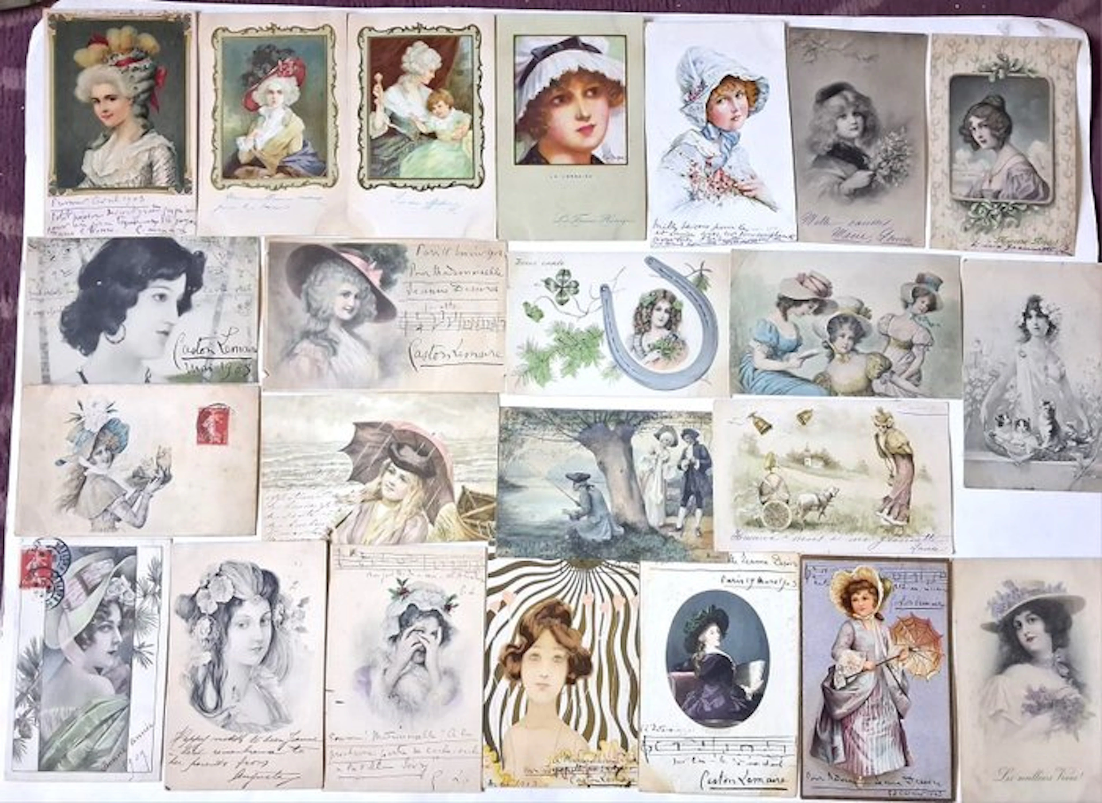 France - Illustrated cards: Young girls and couples - Postcard (42) - 1902-1916