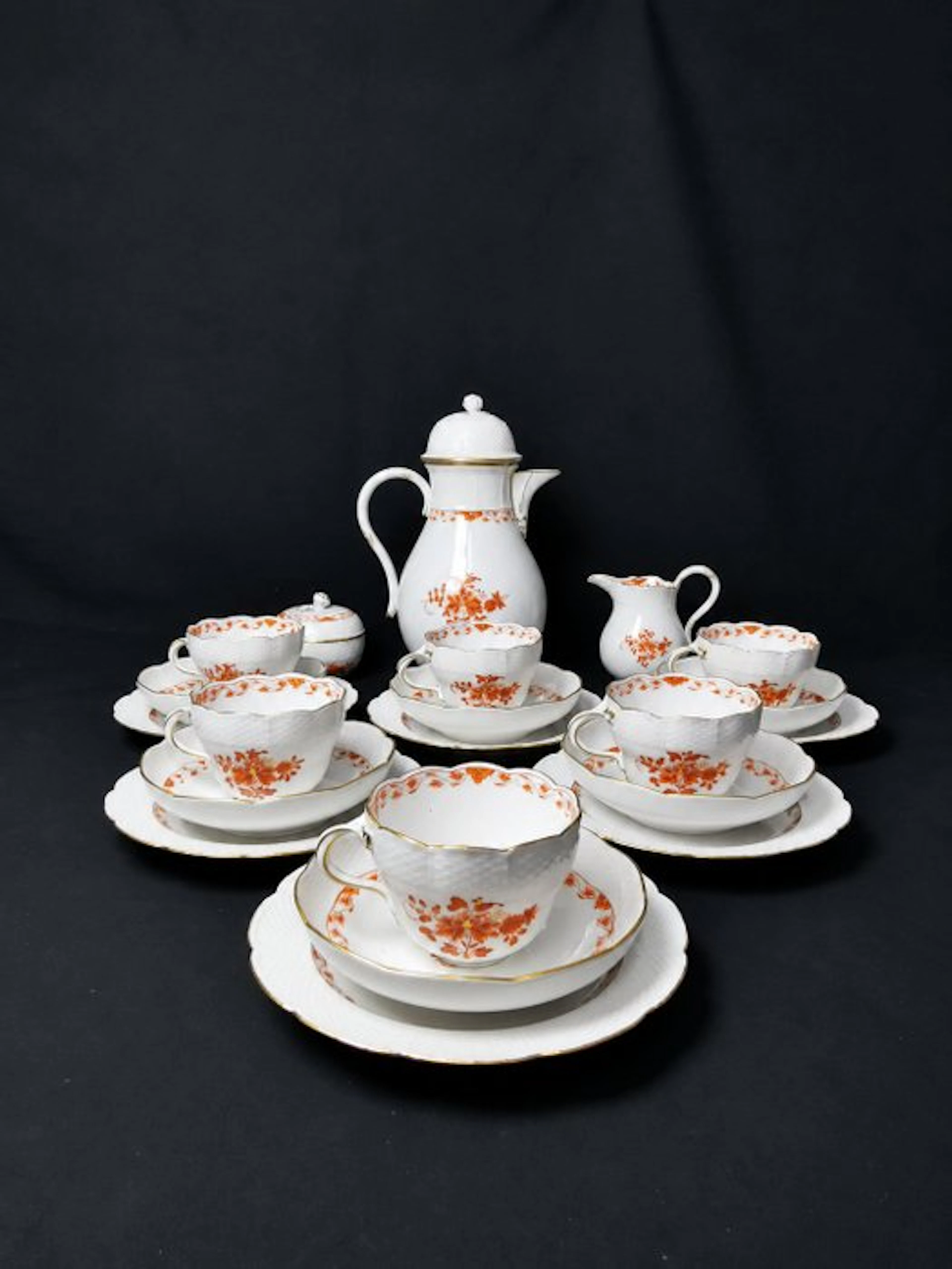 Meissen - corallo indiano - Servizio da caffè per 6...