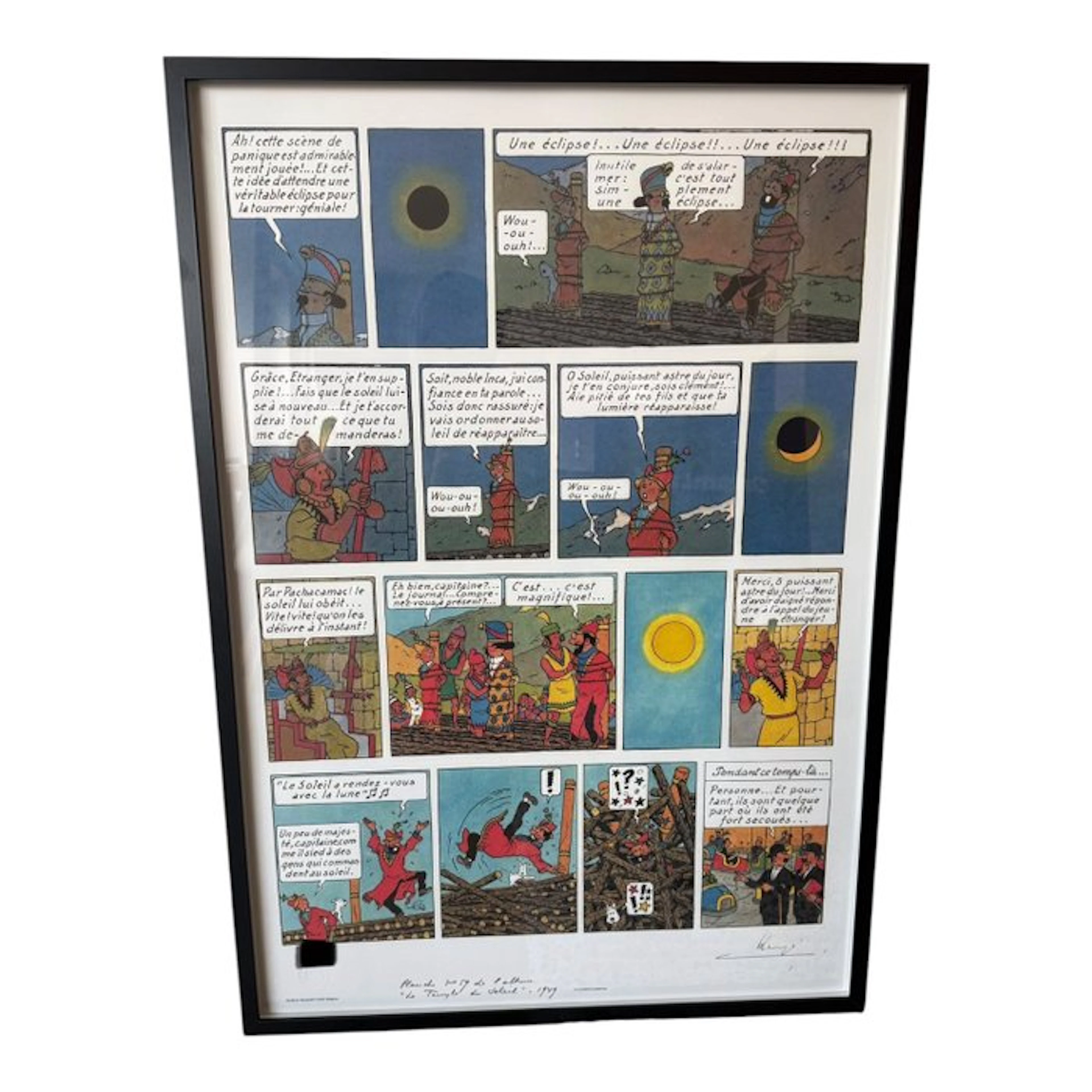 Tintin - Lithographie Hergé WWF - Tintin le temple du soleil signé et numéroté