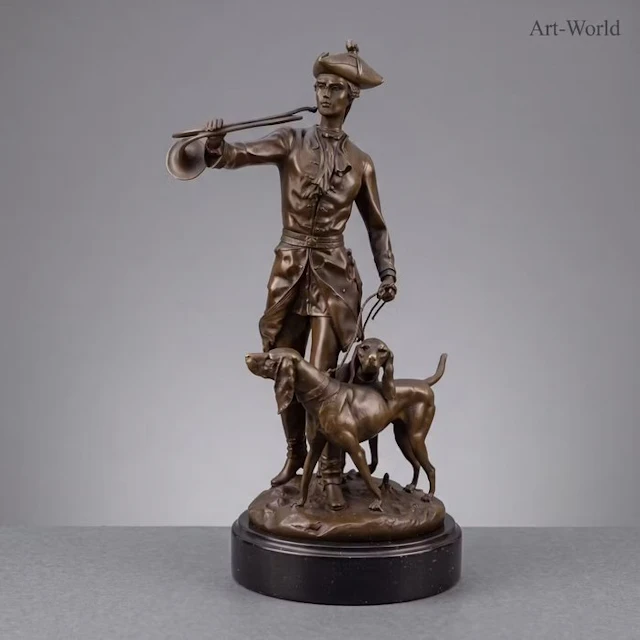 Statue, Exclusief bronzen sculptuur : “Piquer au relais” 38 cm - 38 cm - Bronze
