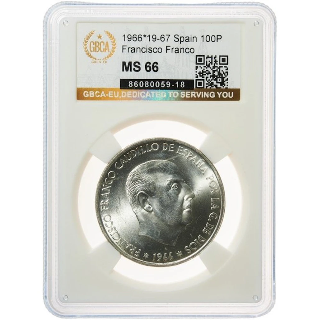 Spain. Francisco Franco. 100 Pesetas 1966*67 GBCA EU - MS 66 (No reserve price)