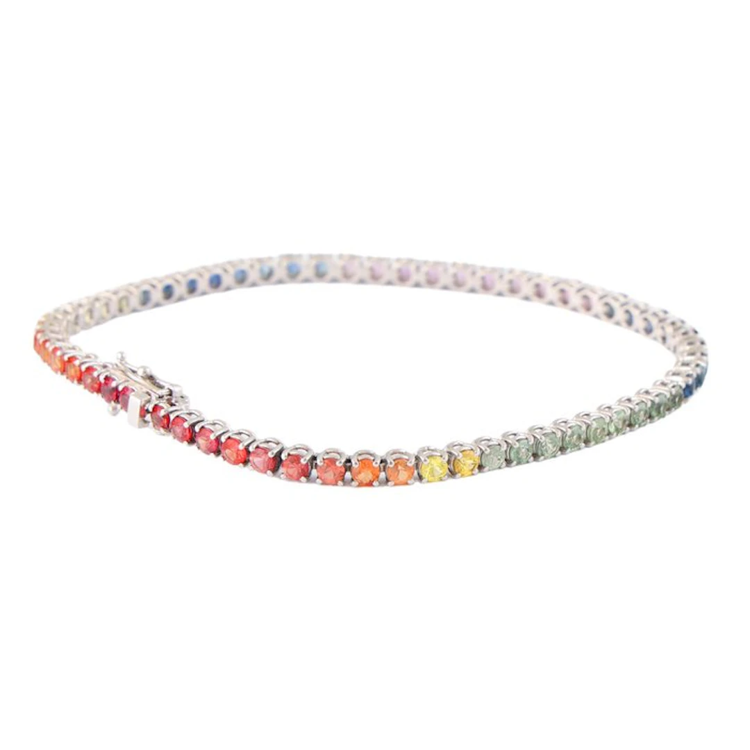 Tennis bracelet - 18 kt. White gold Sapphire