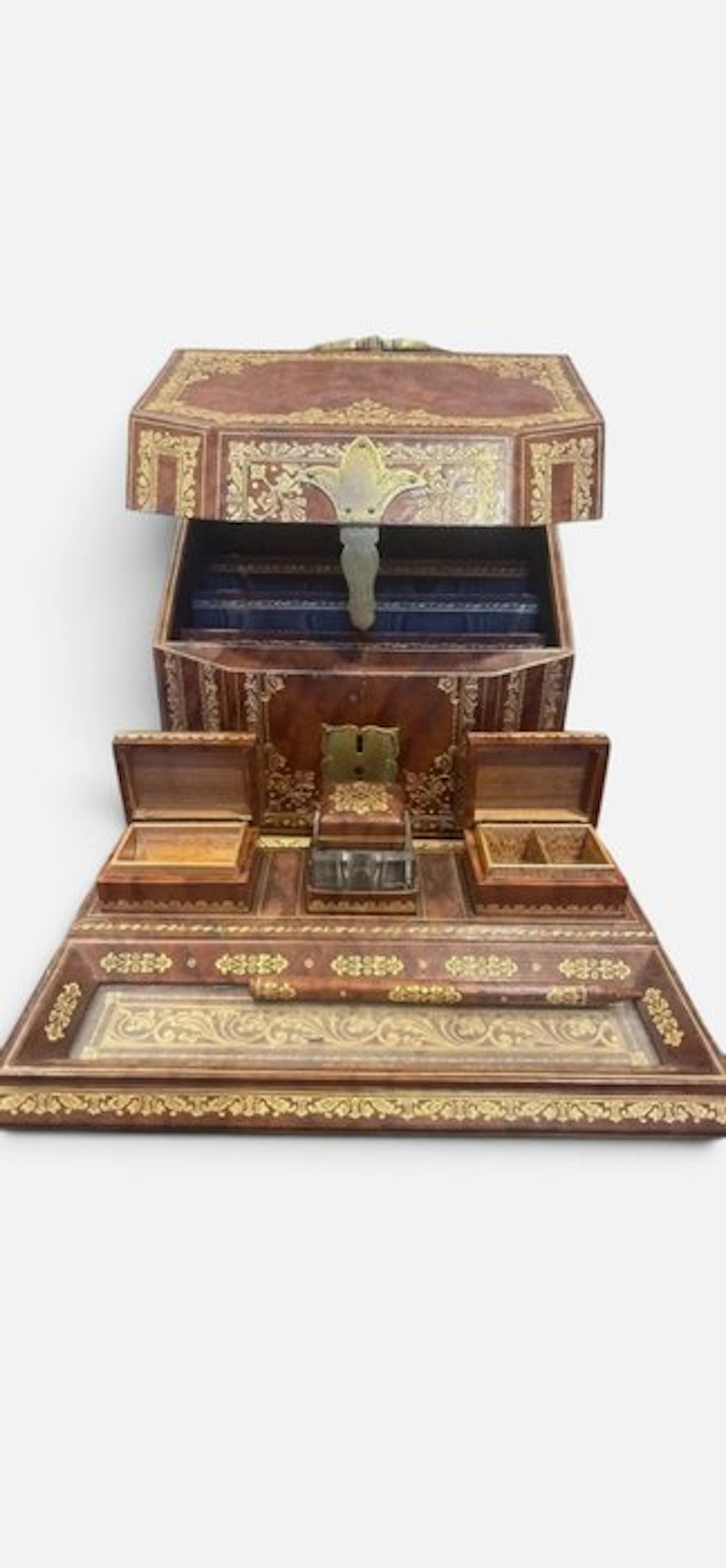 Desk set - Gold Leather
