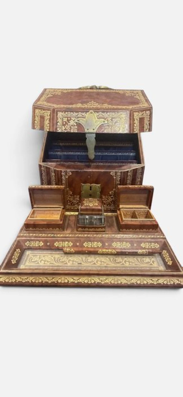 Desk set - Gold Leather