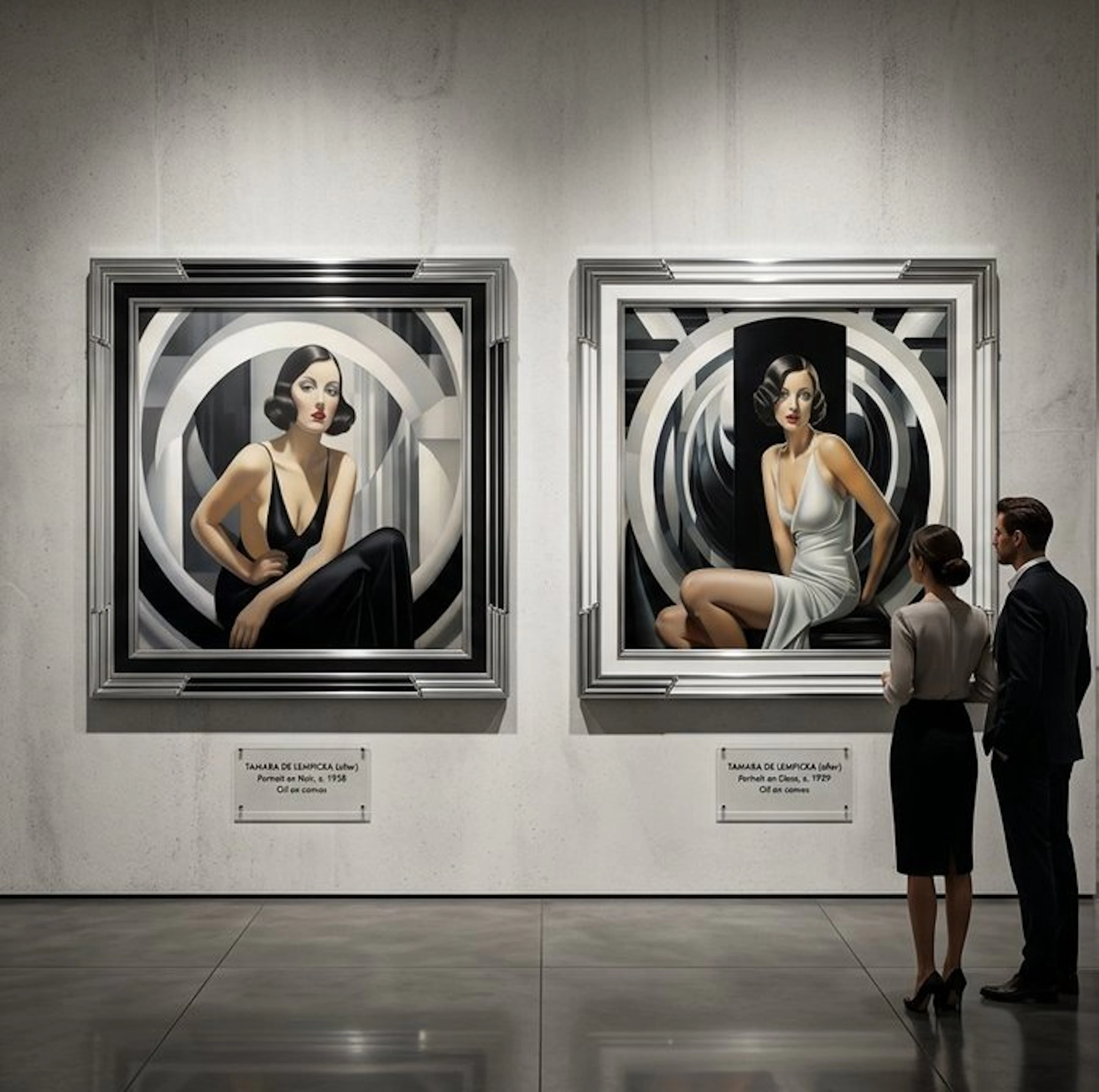 I_KONIQ - The Dual Black and white Tamara woman - 2 canvas one auction!