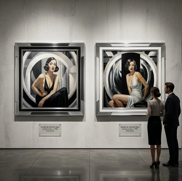 I_KONIQ - The Dual Black and white Tamara woman - 2 canvas one auction!