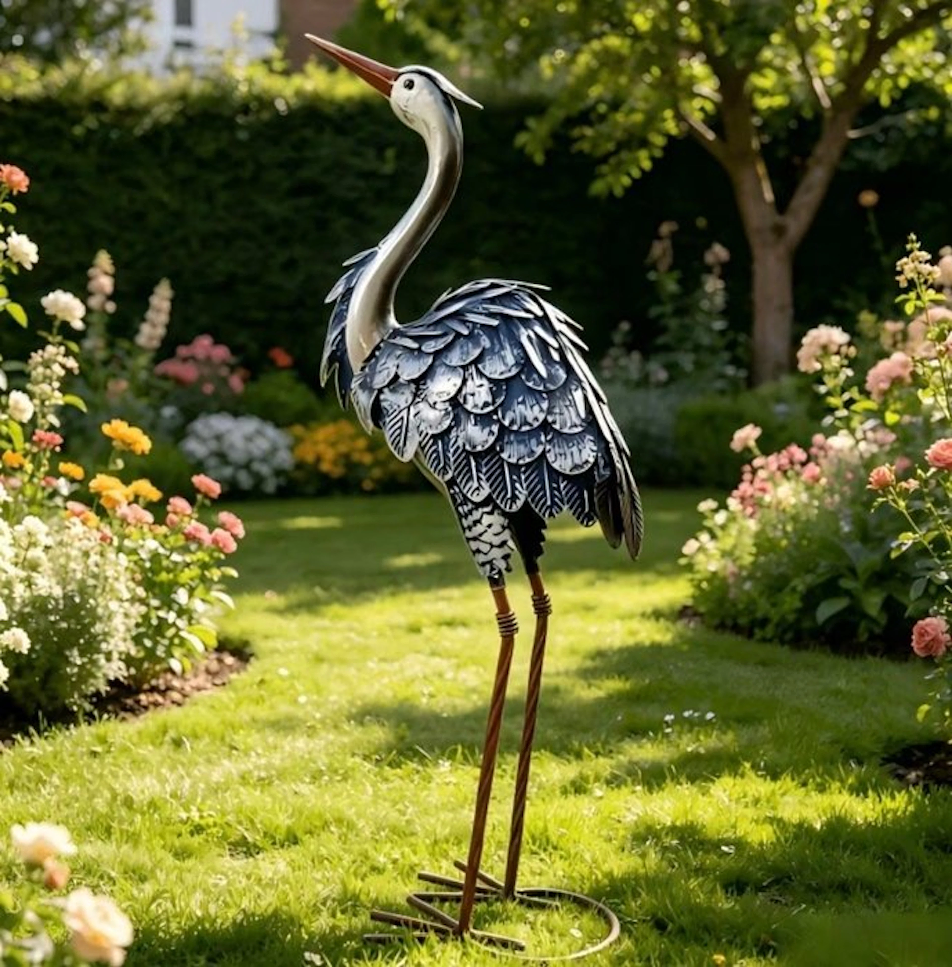 Unknown - Figure - Heron garden sculpture - Metal, Iron