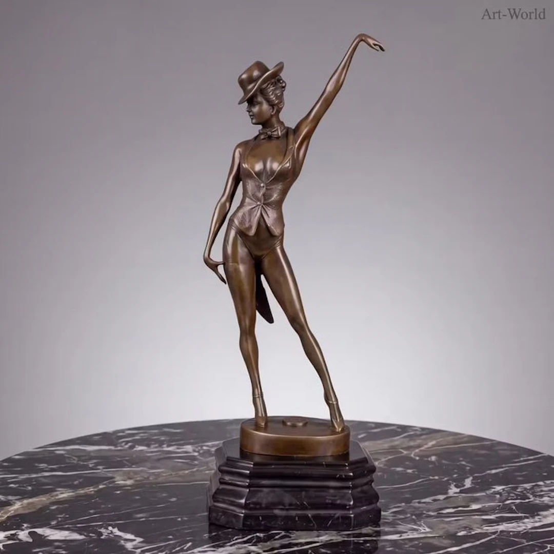 Statue, Exclusief bronzen sculptuur van de “Revue Dancer” - 28 cm - Bronze
