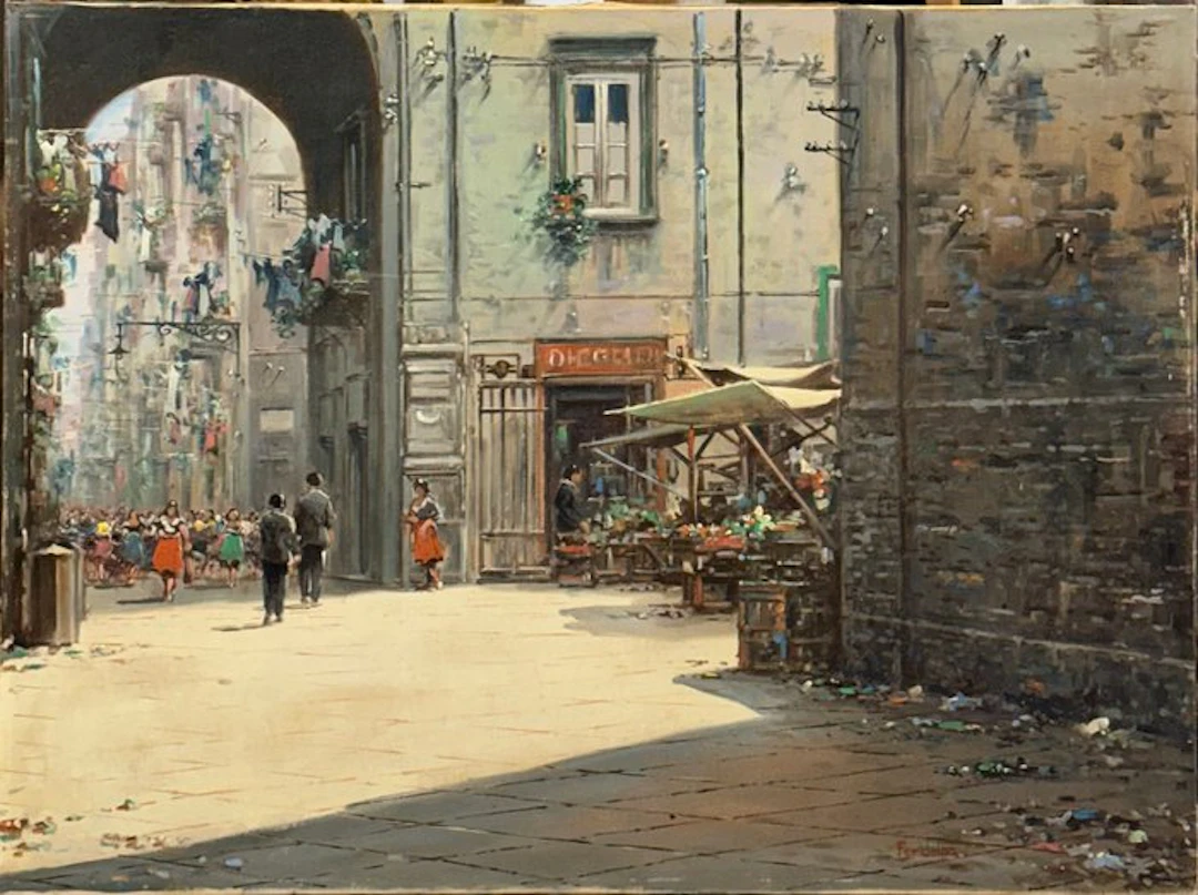 Ferdinando Del Basso (1897-1971) - Scorcio di Napoli