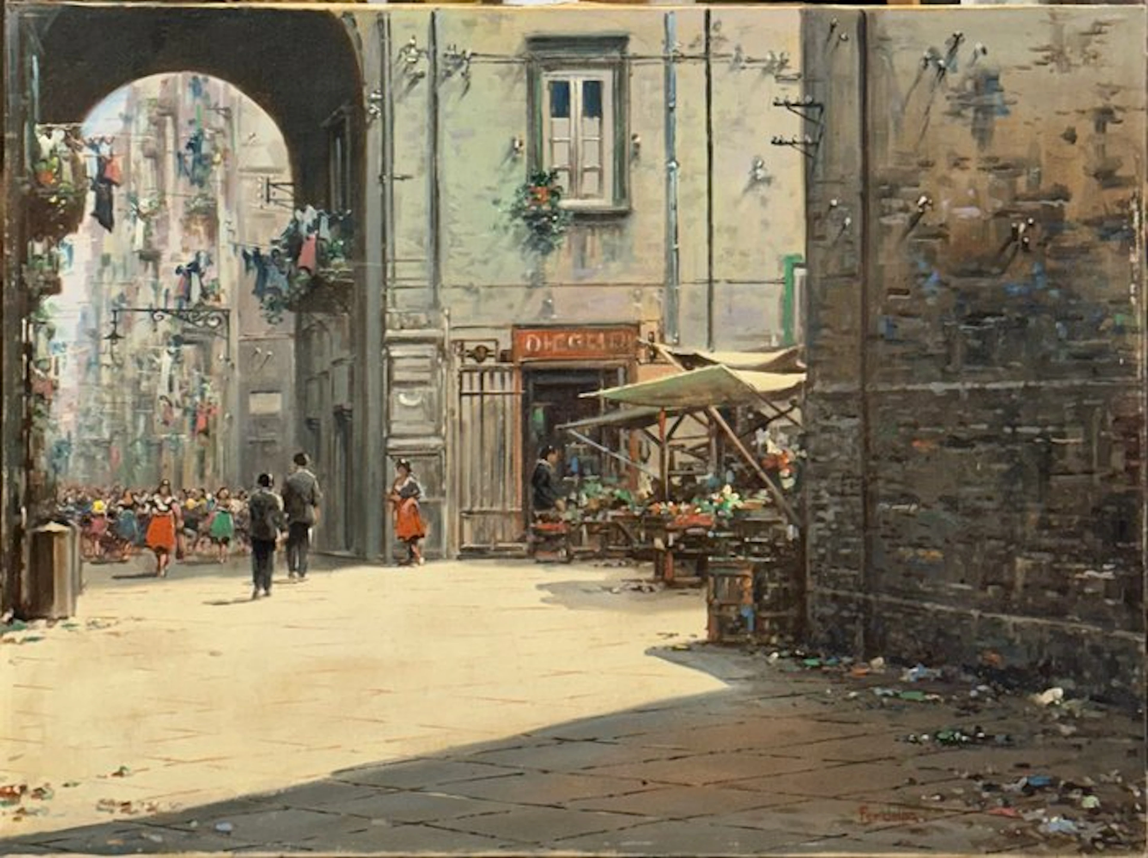 Ferdinando Del Basso (1897-1971) - Scorcio di Napoli