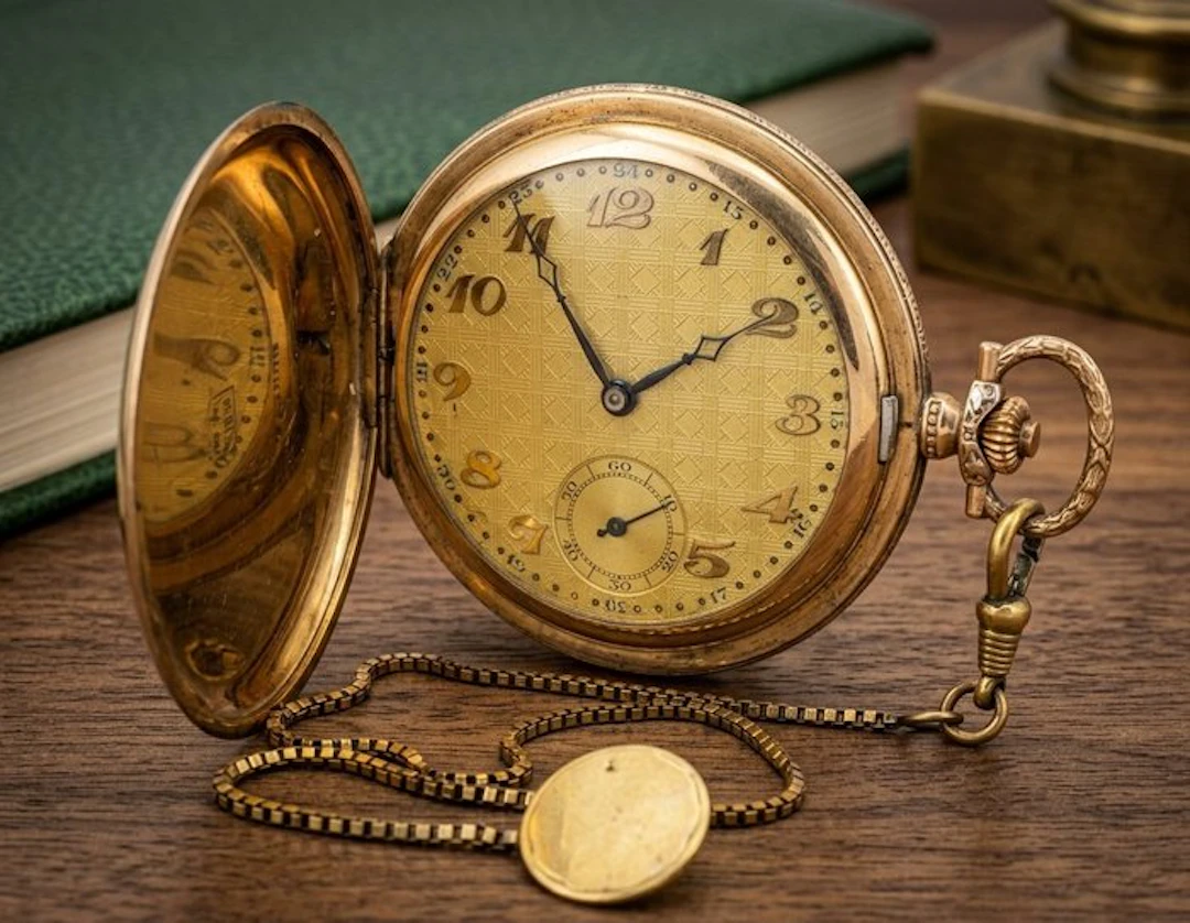 Orologio tasca Savonette anni '20/'30 Gold Double con catena - 1900-1949