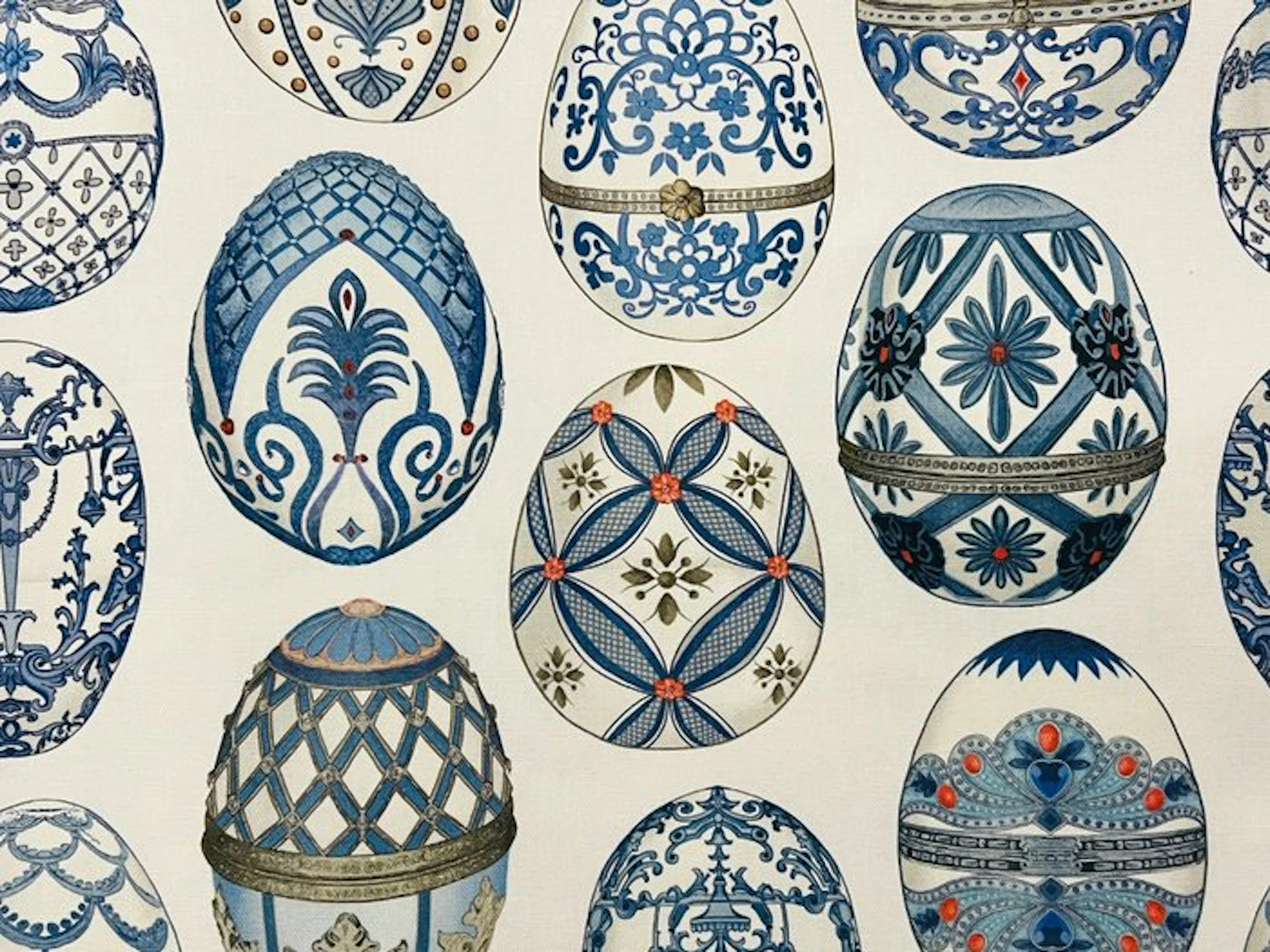 Imperial Blue Eggs Artistic Fabric – Fabergé Style...