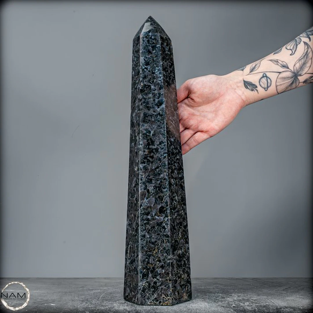 Rare Sphere In Indigo Gabbro Obelisk, Madagascar- 4684.28 g